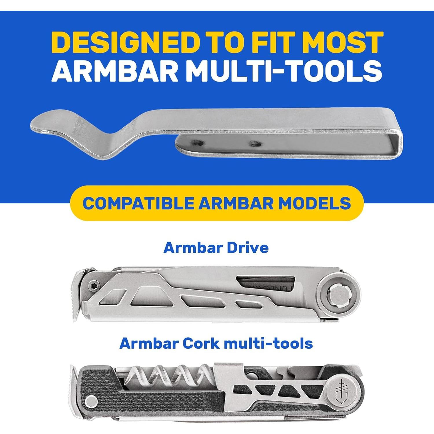 Paquete de 2 Clips de Acero Inoxidable para Multitool Gerber Armbar