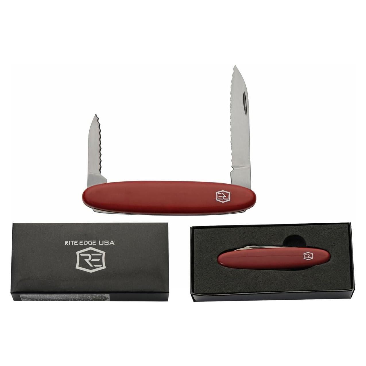 Cuchillo de bolsillo Rite Edge 2 hojas acero inoxidable burdeos