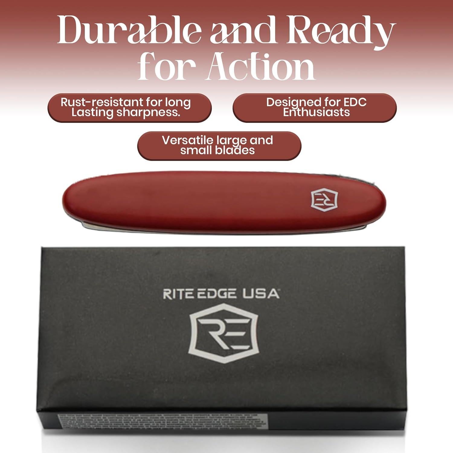 Cuchillo de bolsillo Rite Edge 2 hojas acero inoxidable burdeos