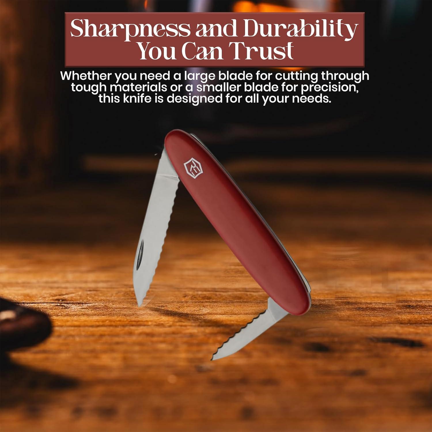 Cuchillo de bolsillo Rite Edge 2 hojas acero inoxidable burdeos