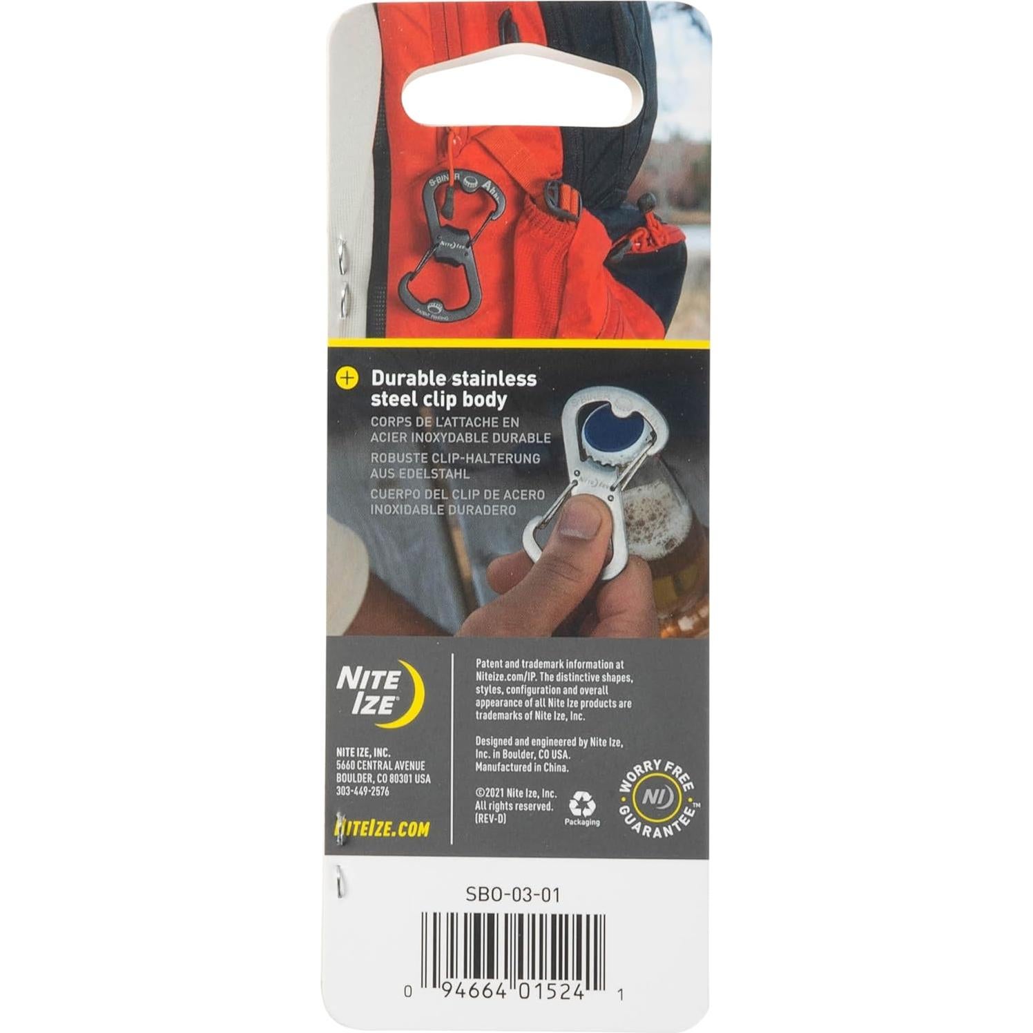 Abrebotellas de Acero Inoxidable Nite Ize S-Biner Negro - 4 Unidades