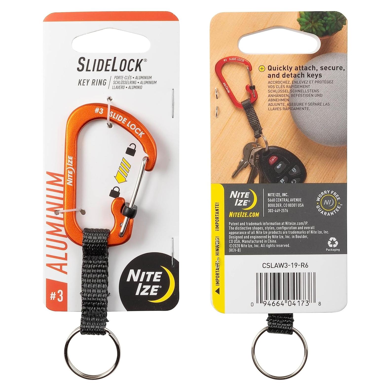Llavero Mosquetón Nite Ize SlideLock Aluminio Naranja