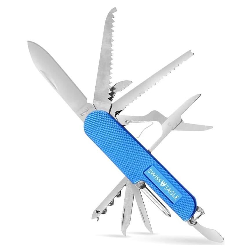 Cuchillo Suizo 12-en-1 Azul Multi Herramienta Compacto