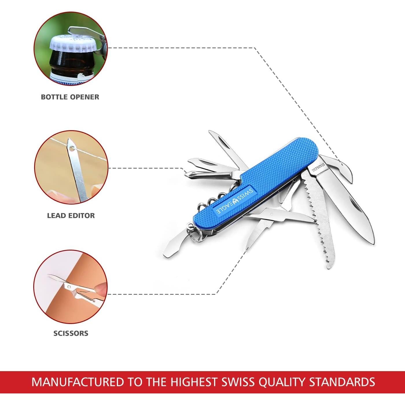Cuchillo Suizo 12-en-1 Azul Multi Herramienta Compacto