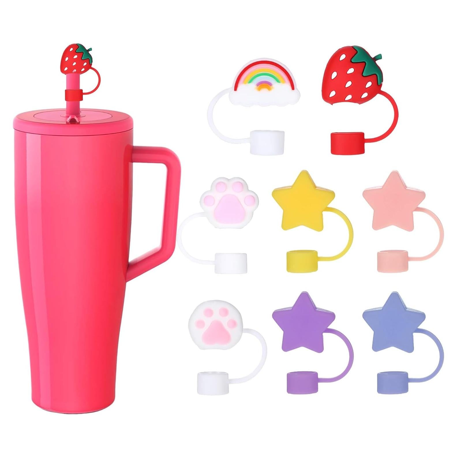 8 Cubiertas de Pajitas de Silicona Rosa para Vasos Brumate 40 oz