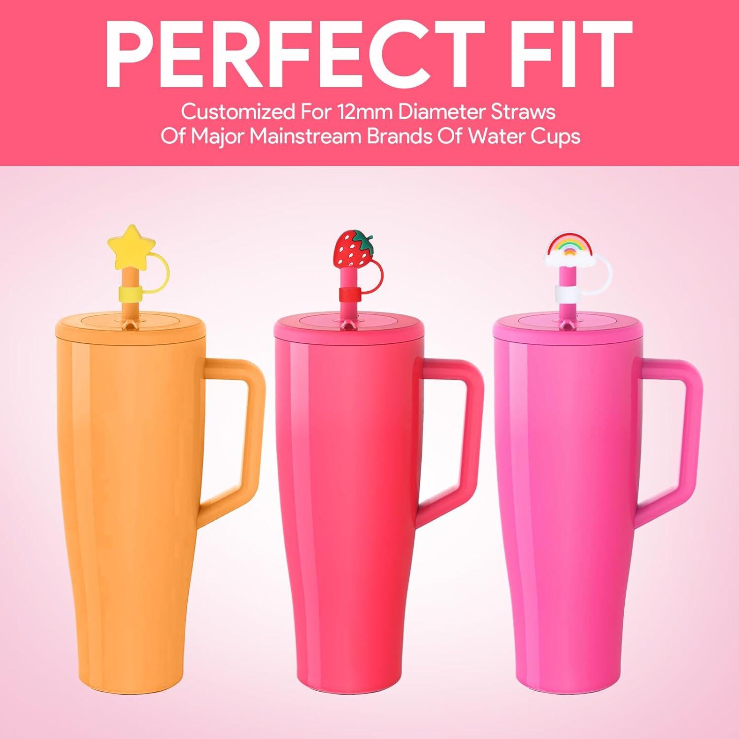 8 Cubiertas de Pajitas de Silicona Rosa para Vasos Brumate 40 oz