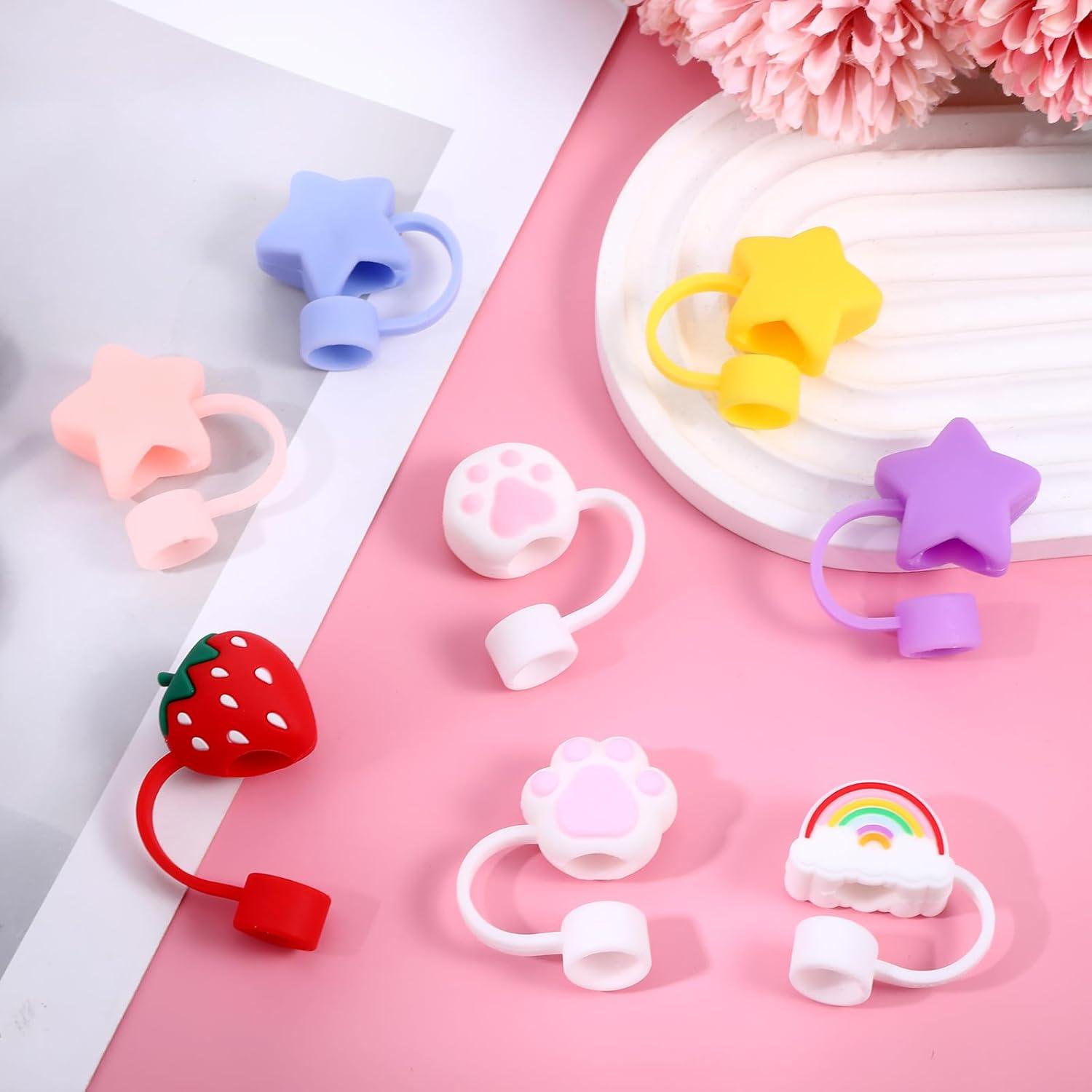 8 Cubiertas de Pajitas de Silicona Rosa para Vasos Brumate 40 oz