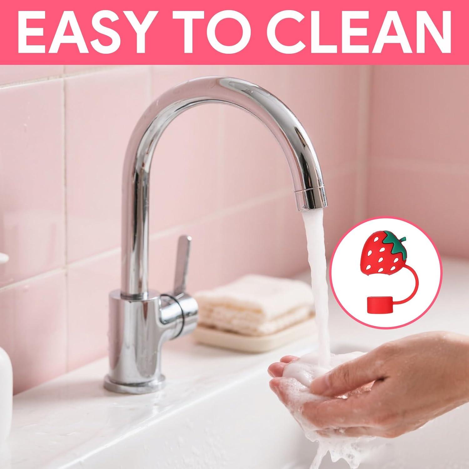 8 Cubiertas de Pajitas de Silicona Rosa para Vasos Brumate 40 oz