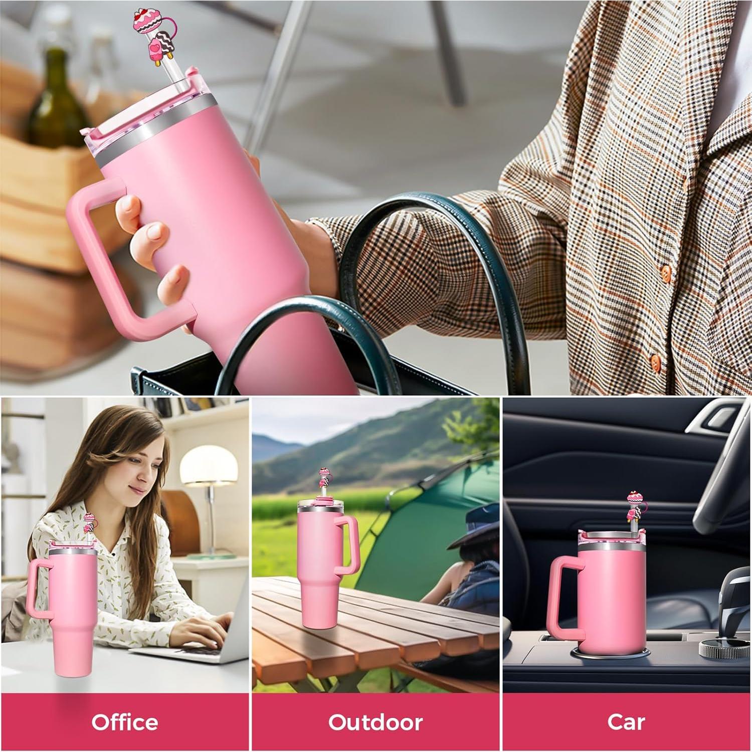 6PCS Baseball Straw Covers for Stanley Cups – Cute 10mm Reusable Silicone Toppers for 30oz/40oz Tumblers with Handle, Straw Tip Covers, Durable Accessories for Stanley Cup Drinkware