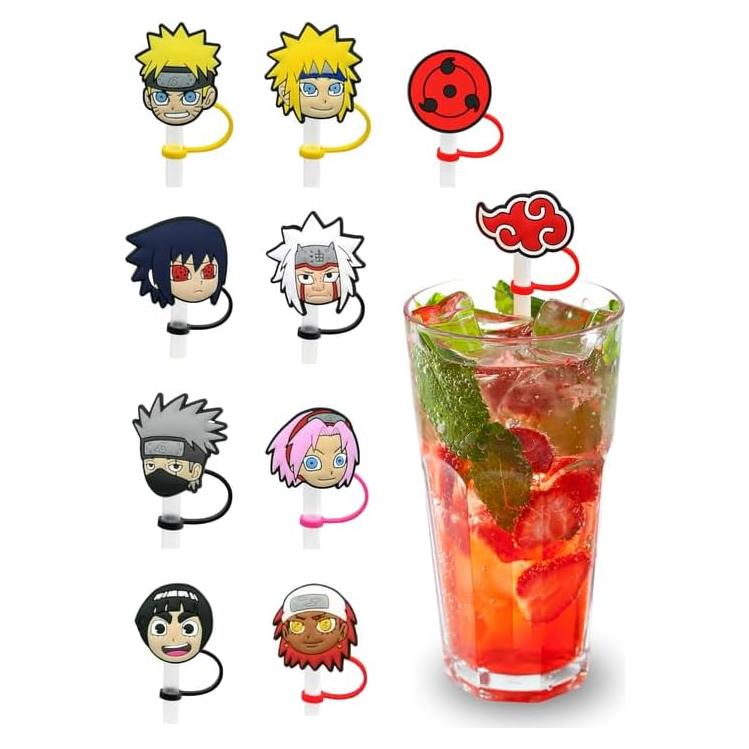 Juego de 10 Cubiertas de Silicona para Pajitas de Anime - Reutilizables 6-8mm