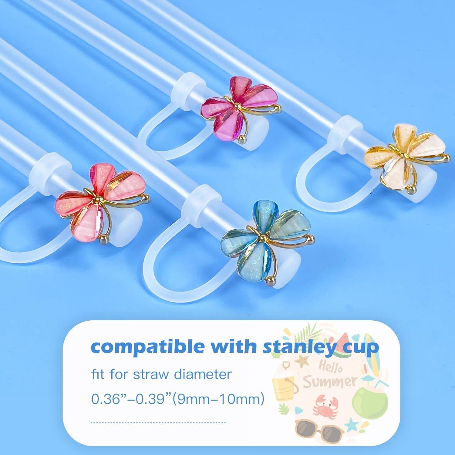Paquete de 4 Tapas de Pajita de Silicona Hikkcos Mariposa 10mm