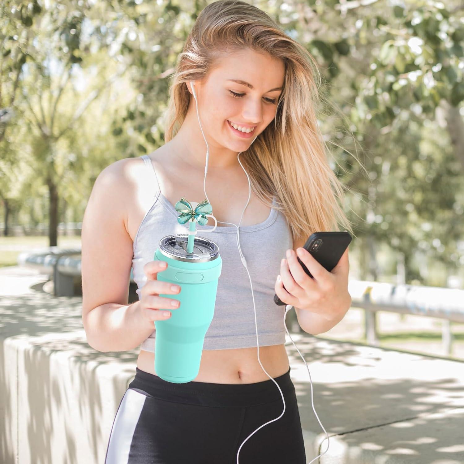 Paquete de 4 Tapas de Pajita de Silicona Hikkcos Mariposa 10mm