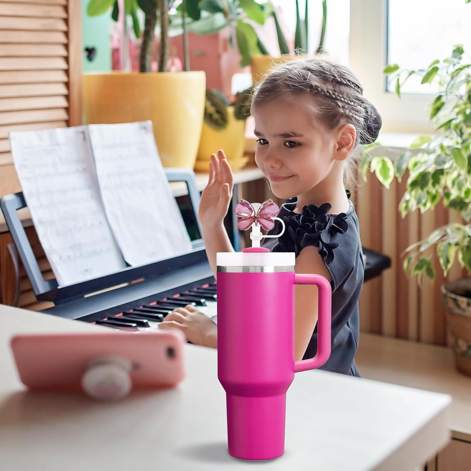 Paquete de 4 Tapas de Pajita de Silicona Hikkcos Mariposa 10mm