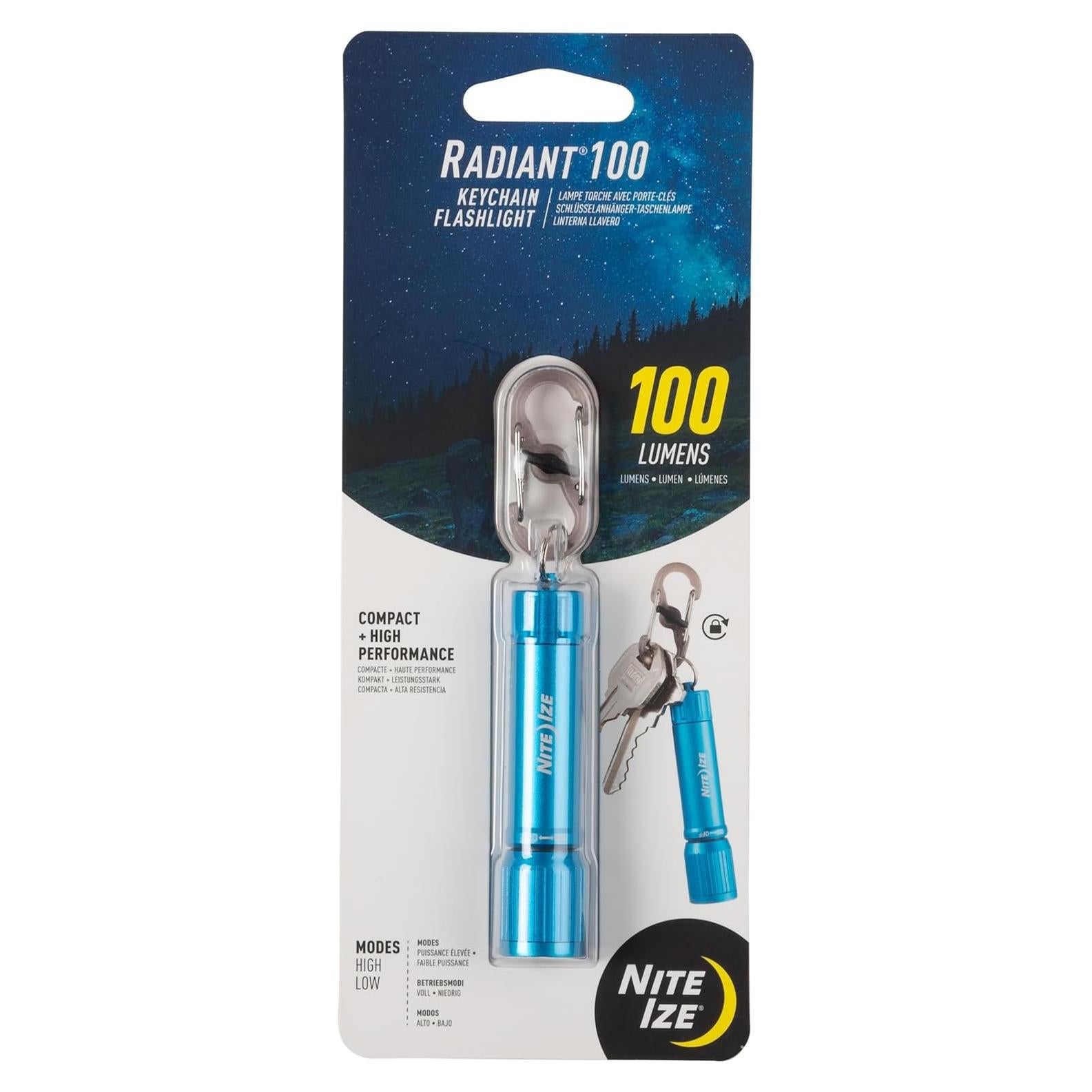 Radiant 100 Keychain Flashlight - Waterproof Mini Keychain Flashlight with Bright 100 Lumen Light - Waterproof Flashlight for Backpacks and Keys - Keychain Flashlight - Blue