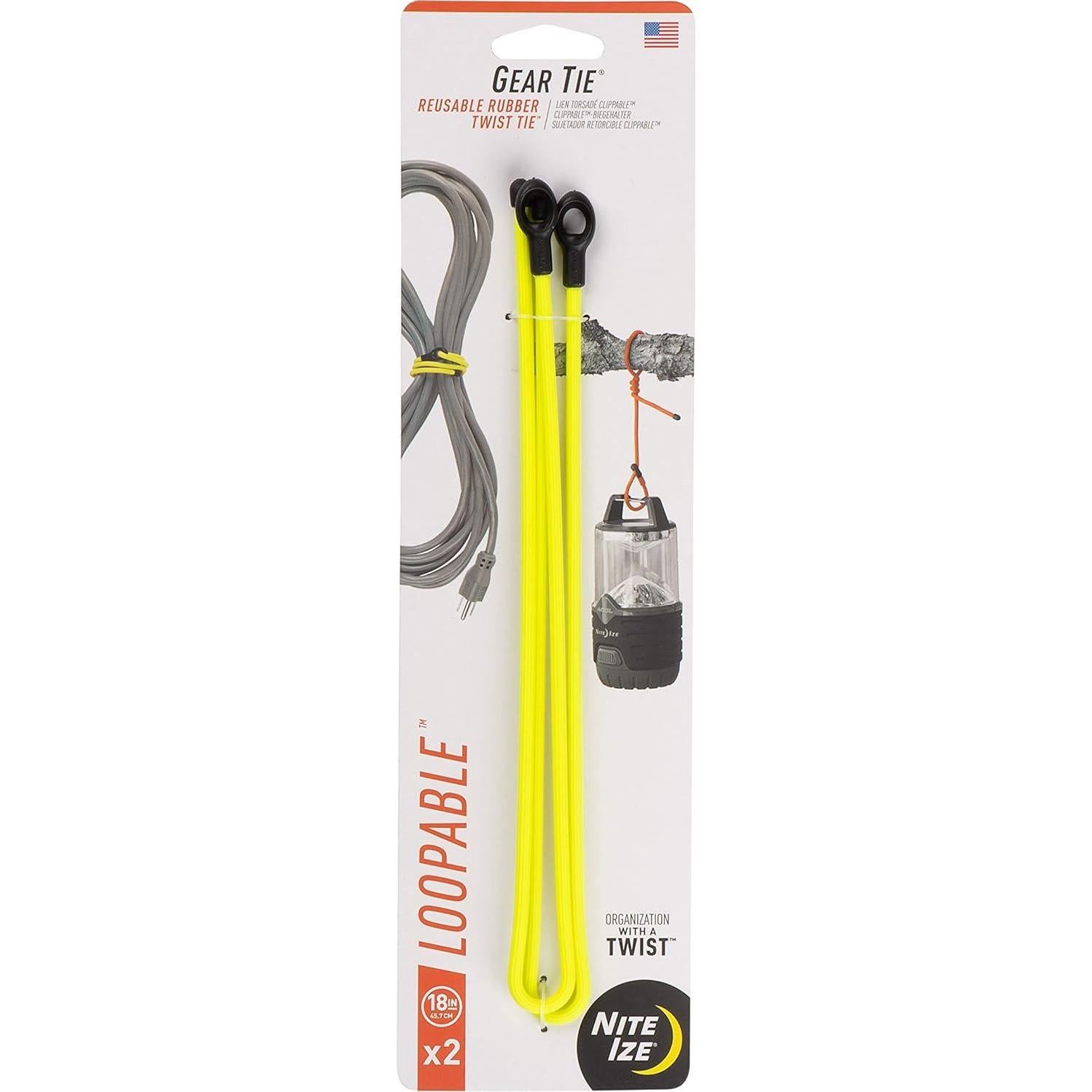 NITEIZE Gear Tie Loop & Twist 457x6.1cm Amarillo 2P