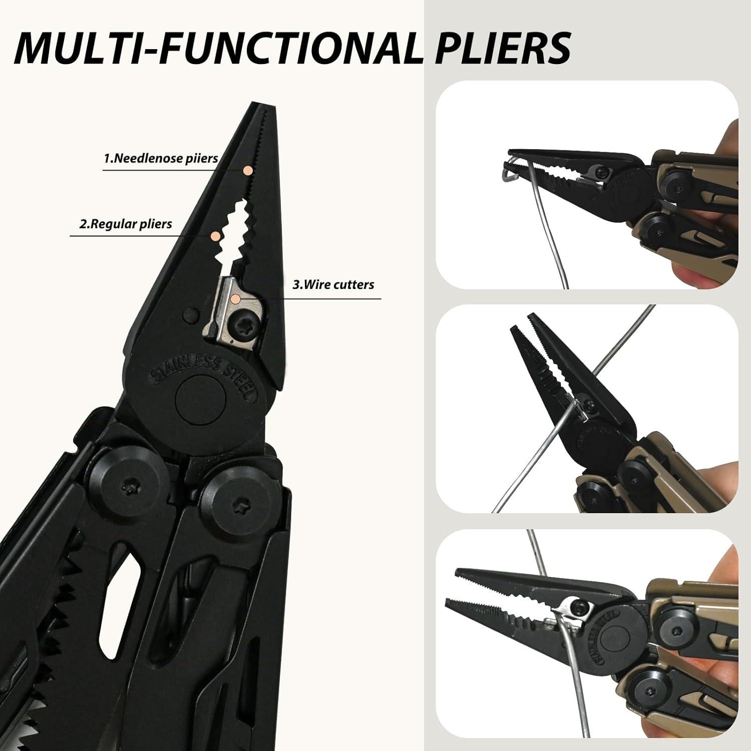 Multiherramienta 23 en 1 JOMAILIEEL Cuchillo Supervivencia Marrón