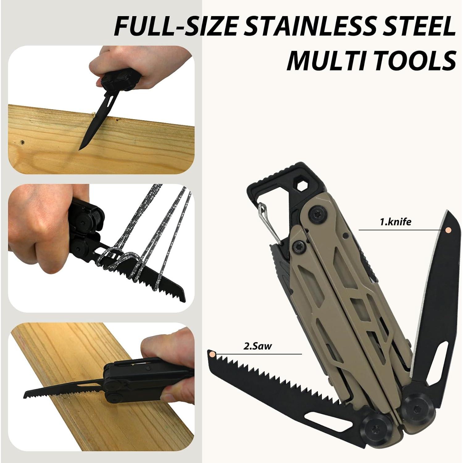 Multiherramienta 23 en 1 JOMAILIEEL Cuchillo Supervivencia Marrón