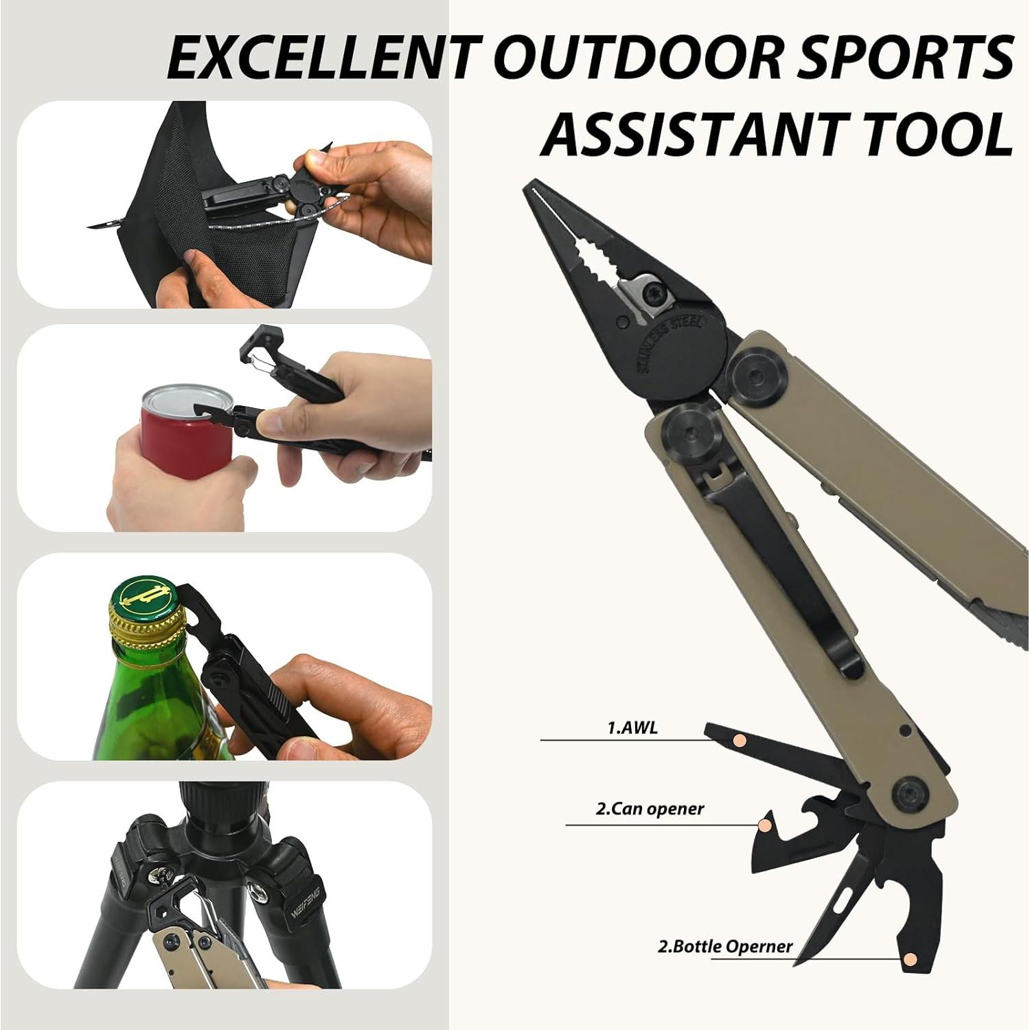 Multiherramienta 23 en 1 JOMAILIEEL Cuchillo Supervivencia Marrón