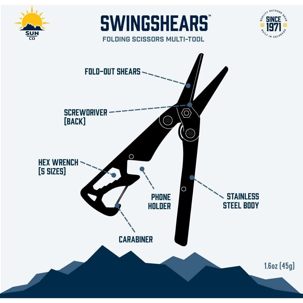 Tijeras Plegables Sun Company SwingShears - MultiHerramienta 8 Funciones