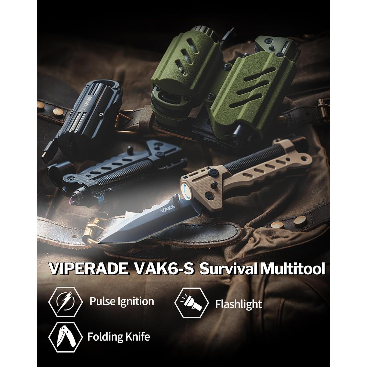 VIPERADE VAK6-S Multitool Supervivencia Cuchillo Linterna LED