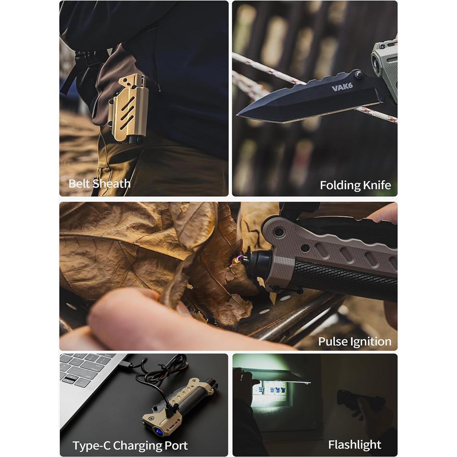 VIPERADE VAK6-S Multitool Supervivencia Cuchillo Linterna LED