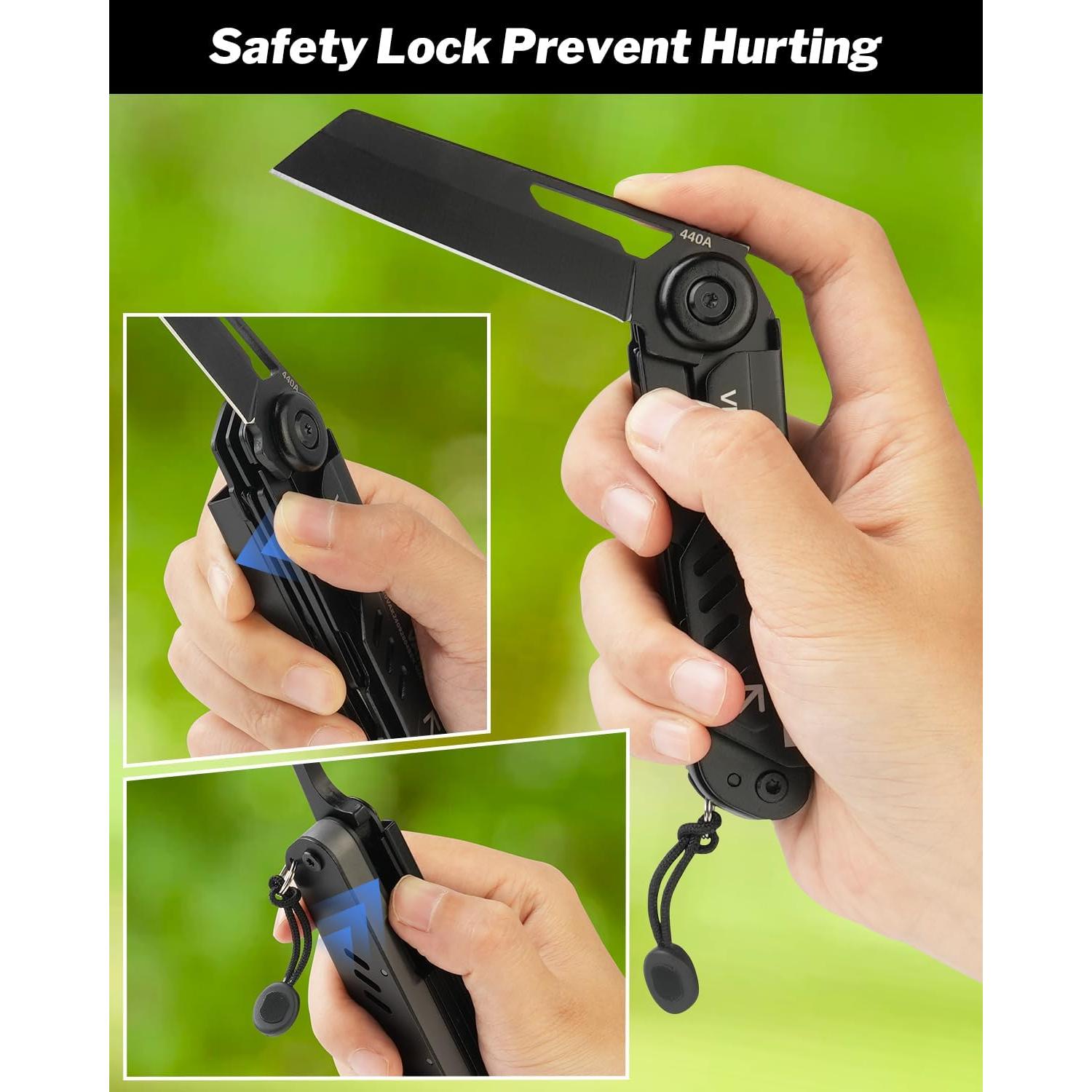 Cuchillo de bolsillo VIPERADE VAK4 12-en-1 con funda negra