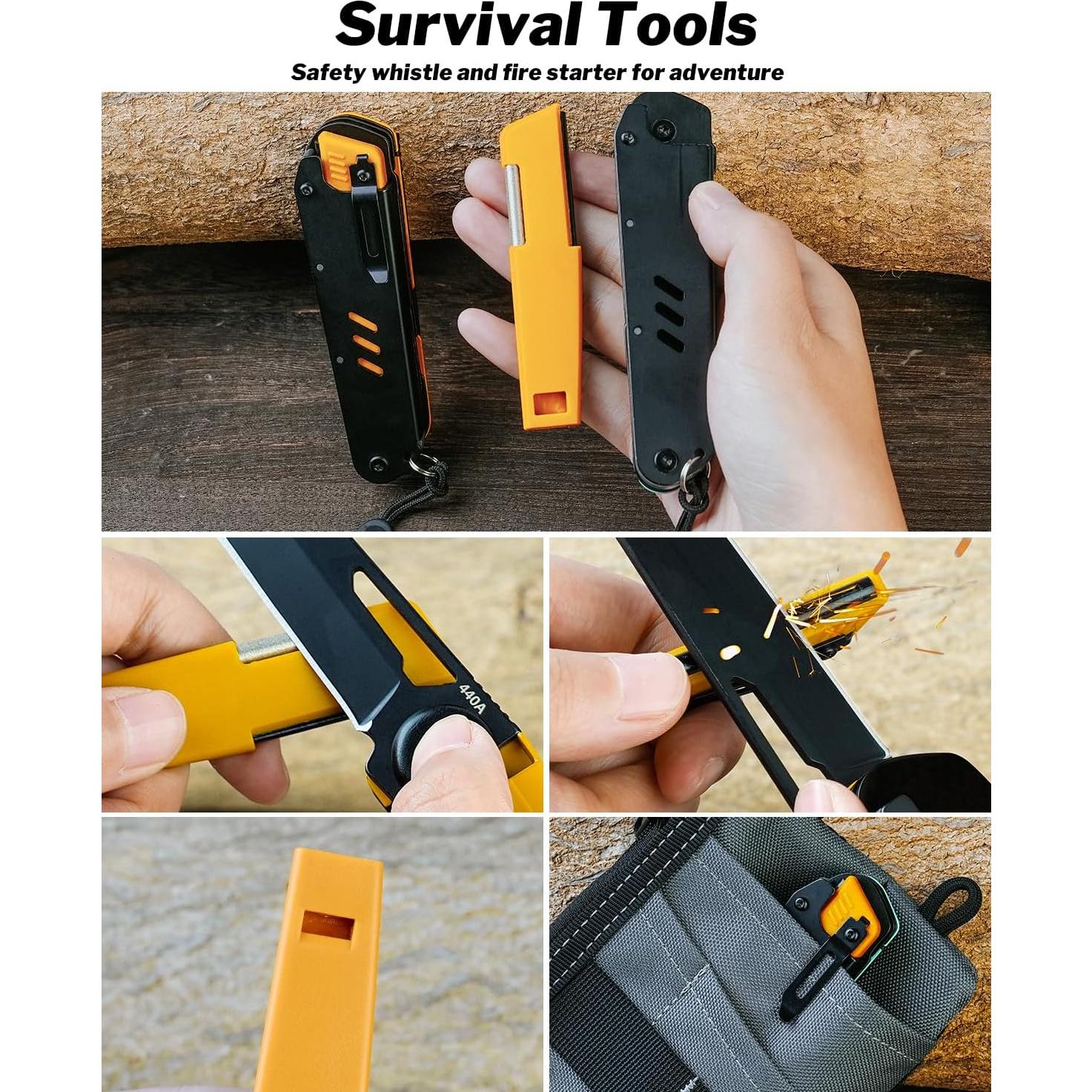 Cuchillo de bolsillo VIPERADE VAK4 12-en-1 con funda negra