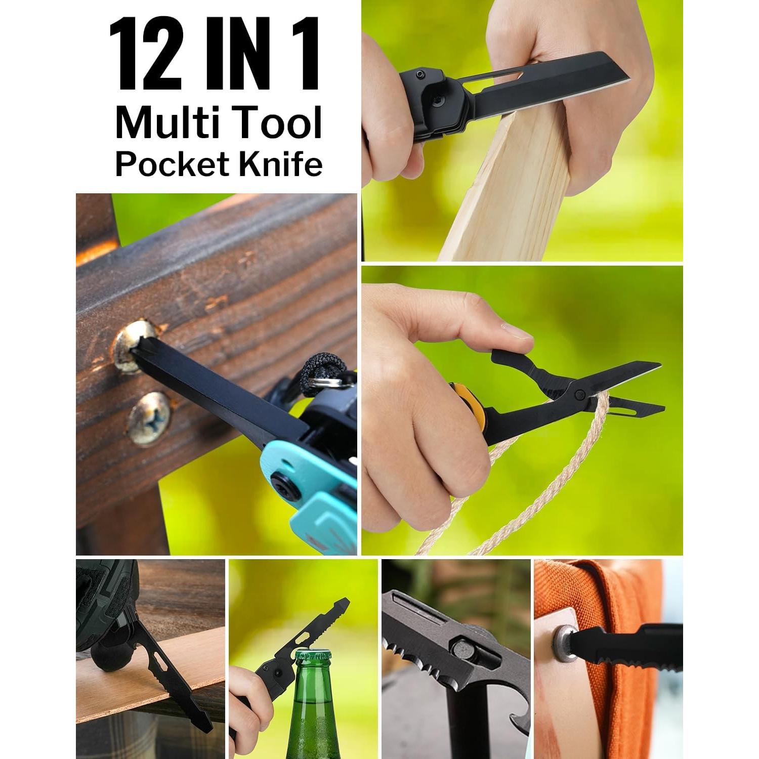 Cuchillo de bolsillo VIPERADE VAK4 12-en-1 con funda negra