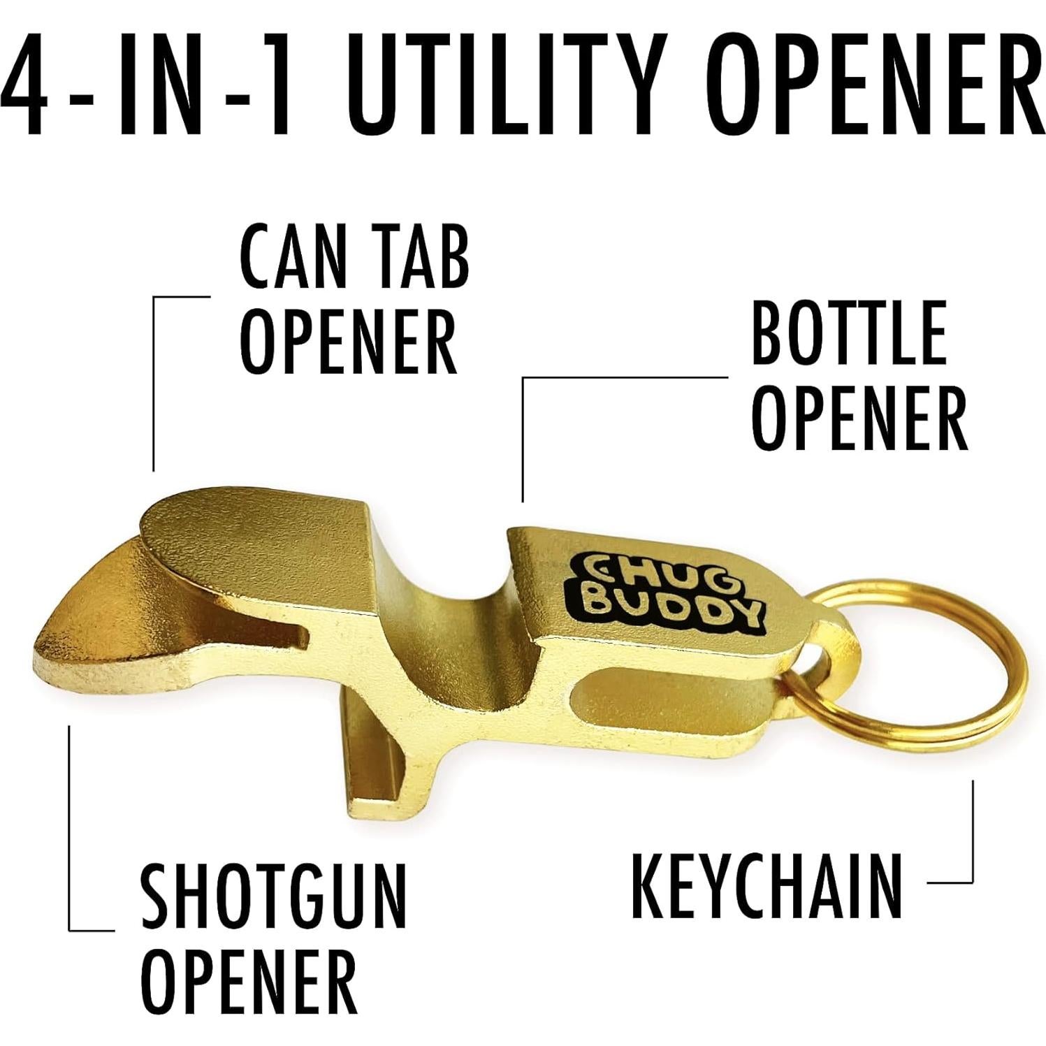 Abridor de latas y botellas Chug Buddy 4 en 1 - Negro