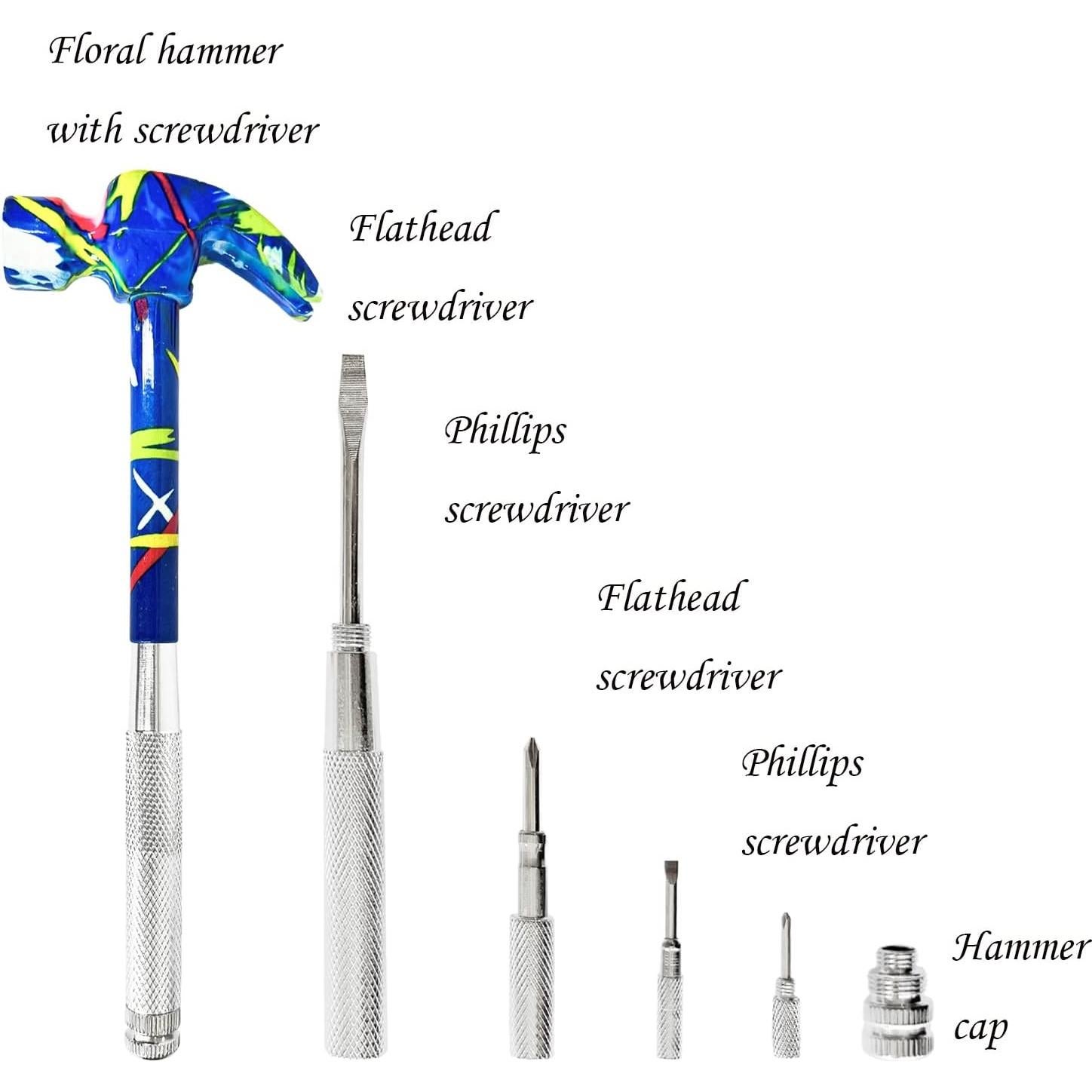 Martillo y destornillador multifuncional LASUND 6 en 1 - Herramienta de mano para camping