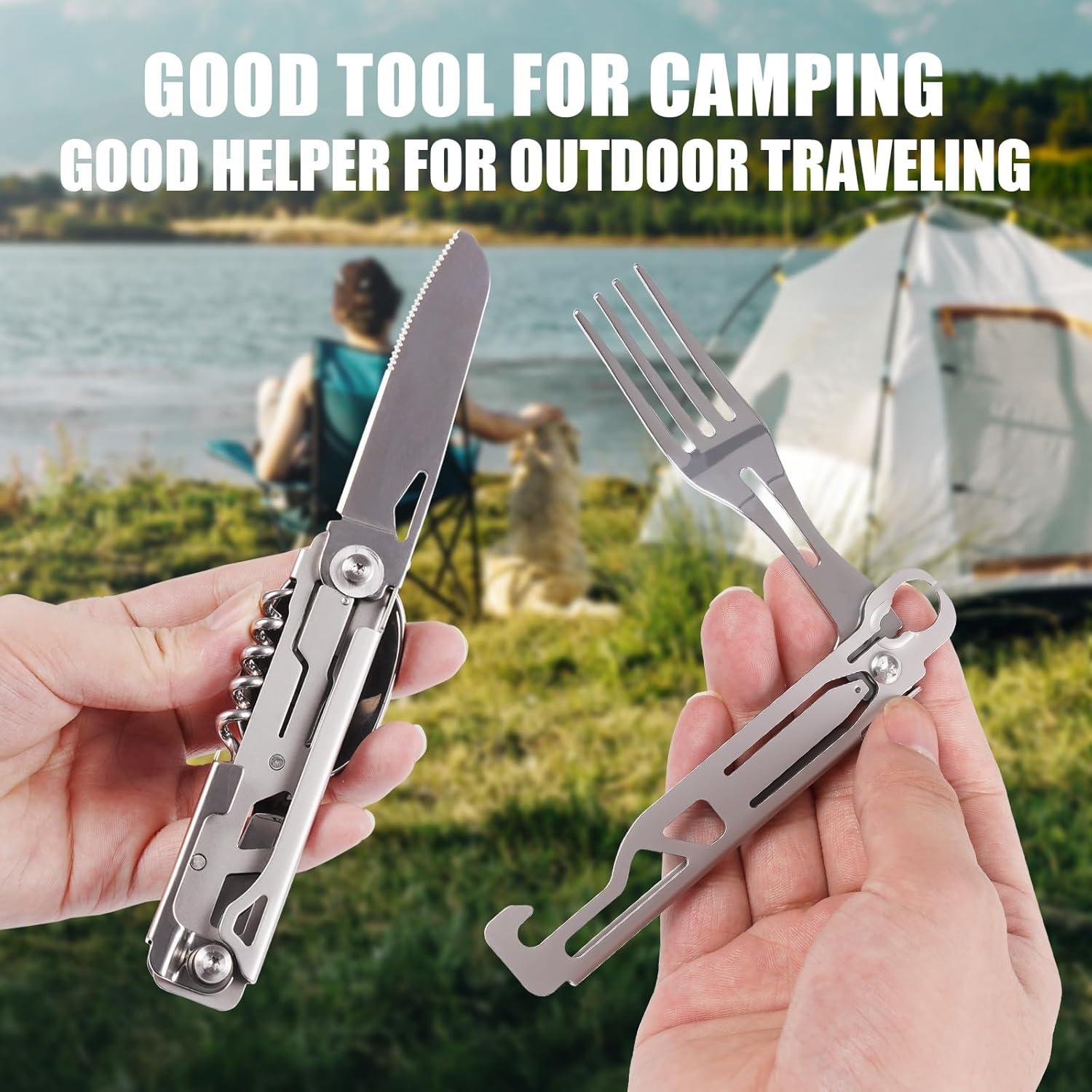 Juego de Utensilios de Camping 5 en 1 Genérico - Acero Inoxidable