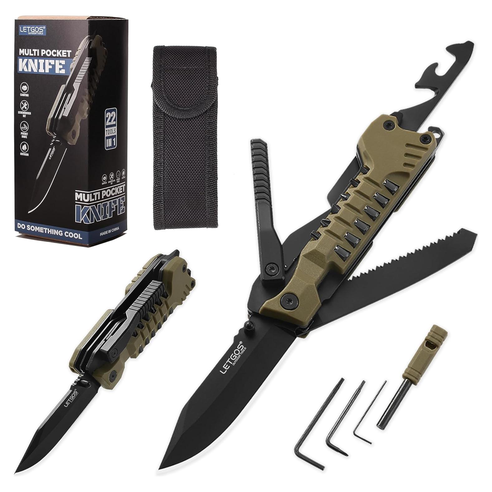 Cuchillo Multi Herramienta 22 en 1 LETGOS Gris Desierto