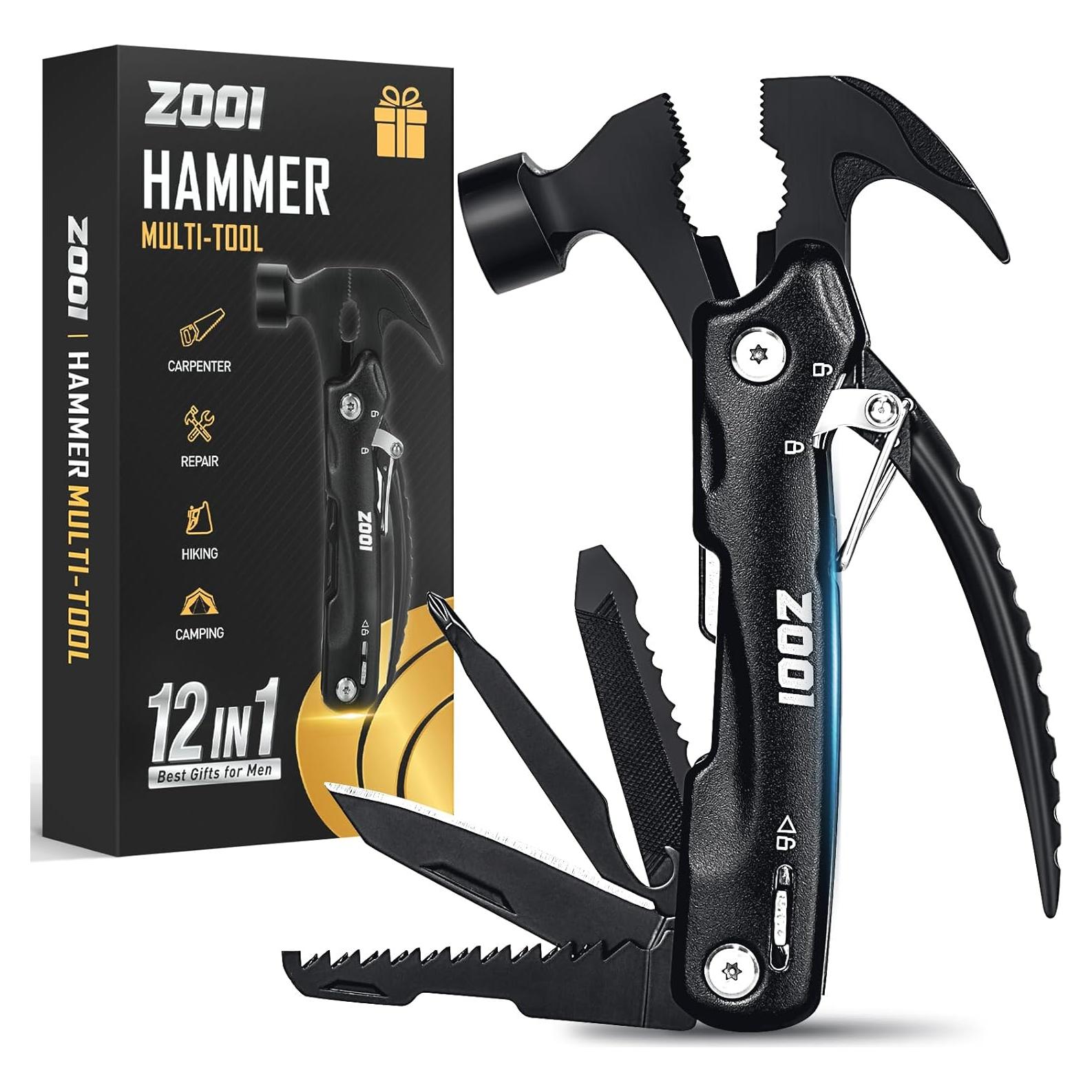 ZOOI Martillo Multiherramienta 12 en 1 para Hombres - Negro