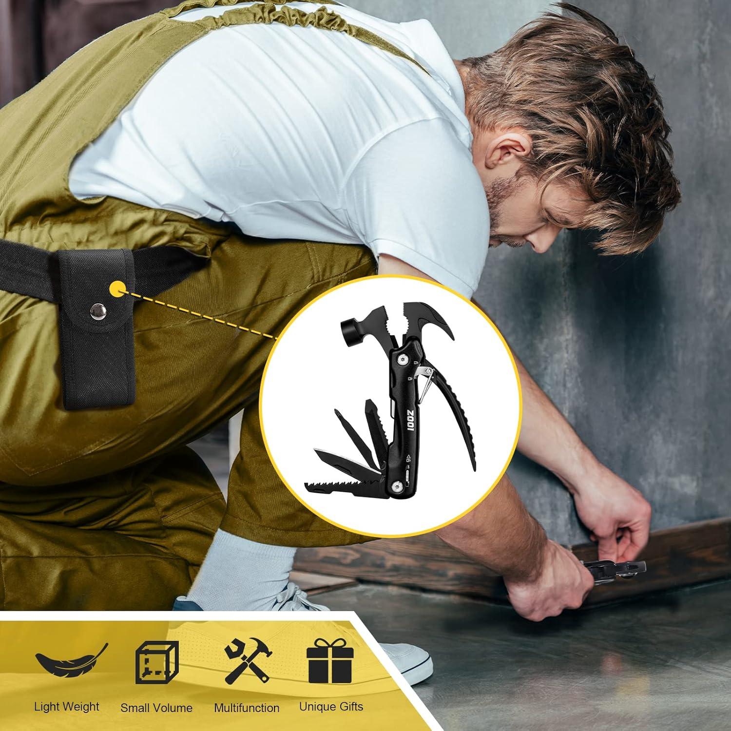 ZOOI Martillo Multiherramienta 12 en 1 para Hombres - Negro