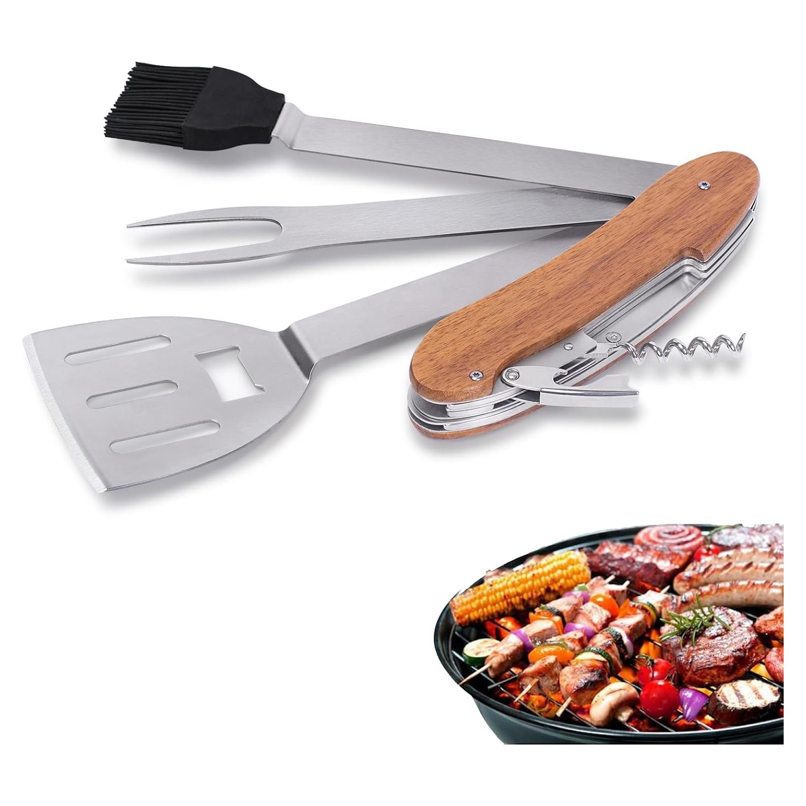 Herramienta Multi BBQ 5 en 1 Esie Houzie Plegable Acero Inoxidable