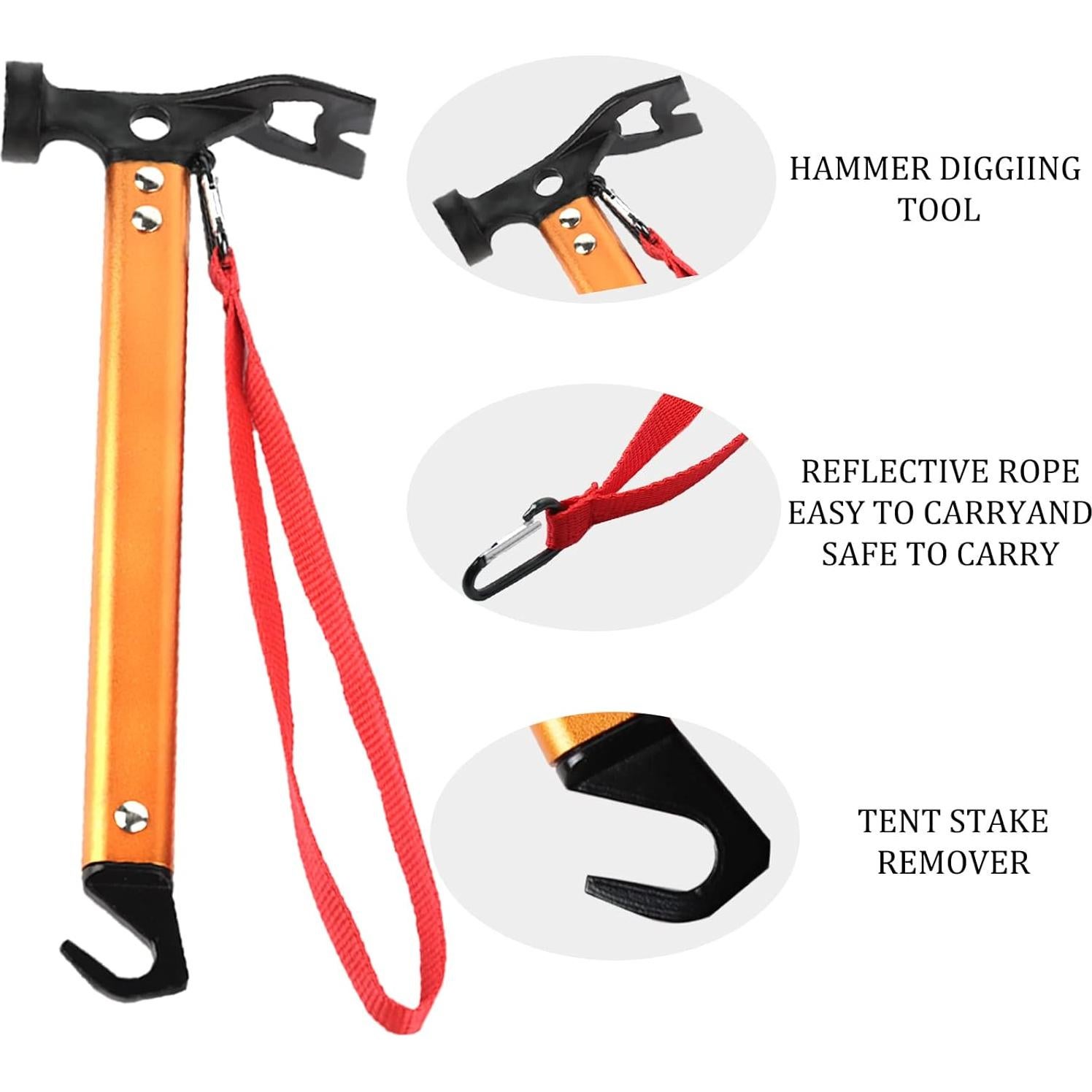 Martillo de Camping RIY 32 cm Aluminio y Acero al Carbono Naranja