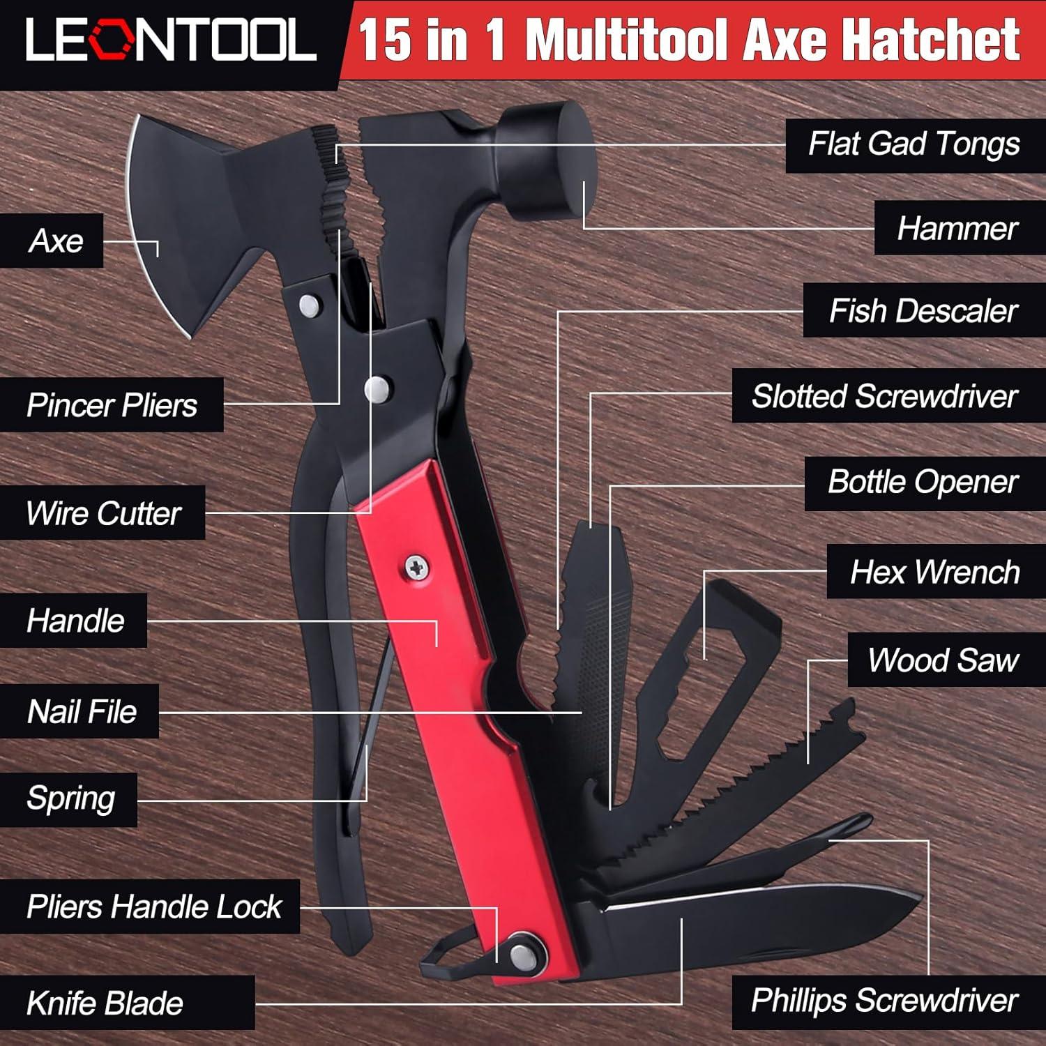 Multiherramienta 15 en 1 LEONTOOL con Hacha y Martillo