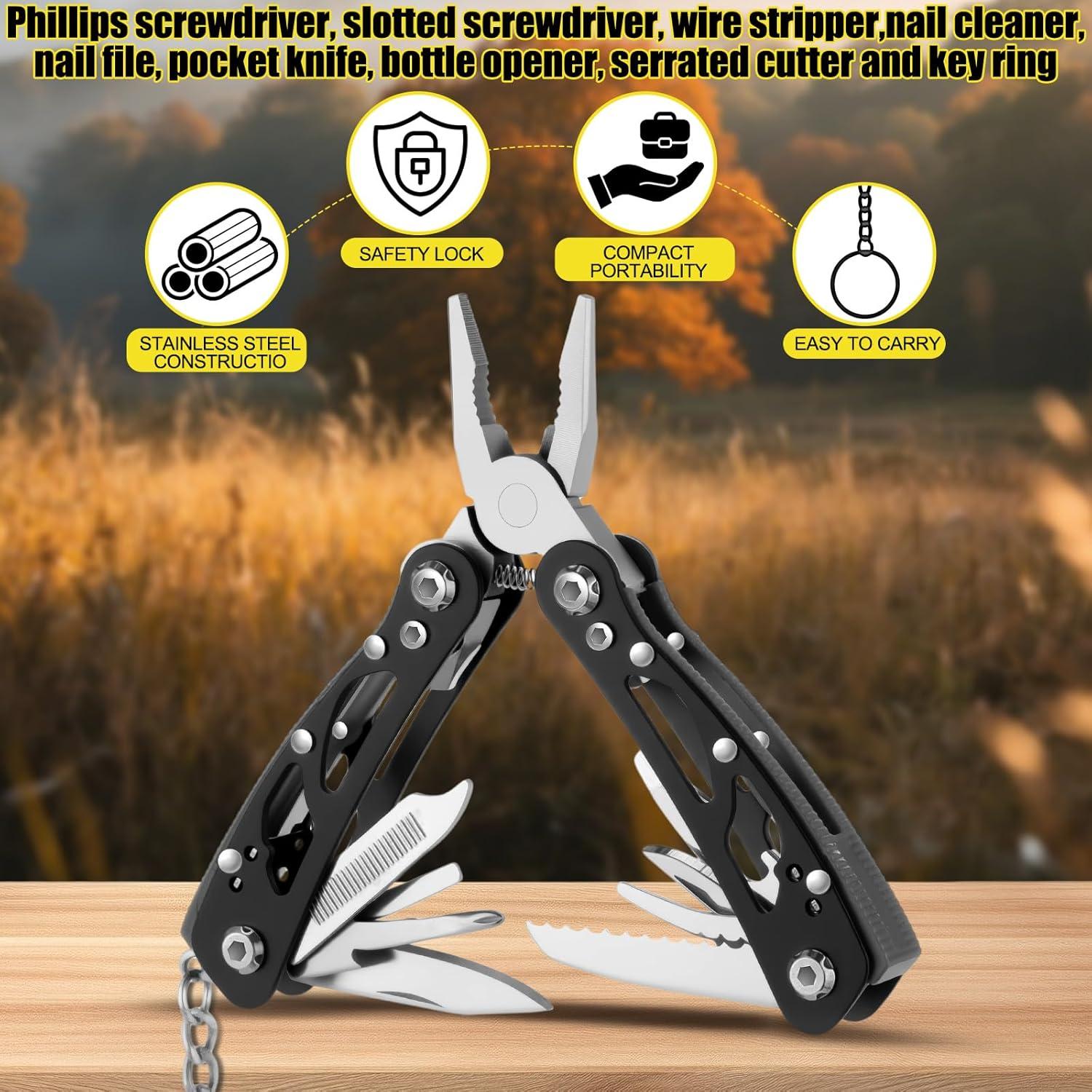 10 Sets Multiherramienta Compacta Lasnten Acero Inoxidable Negro