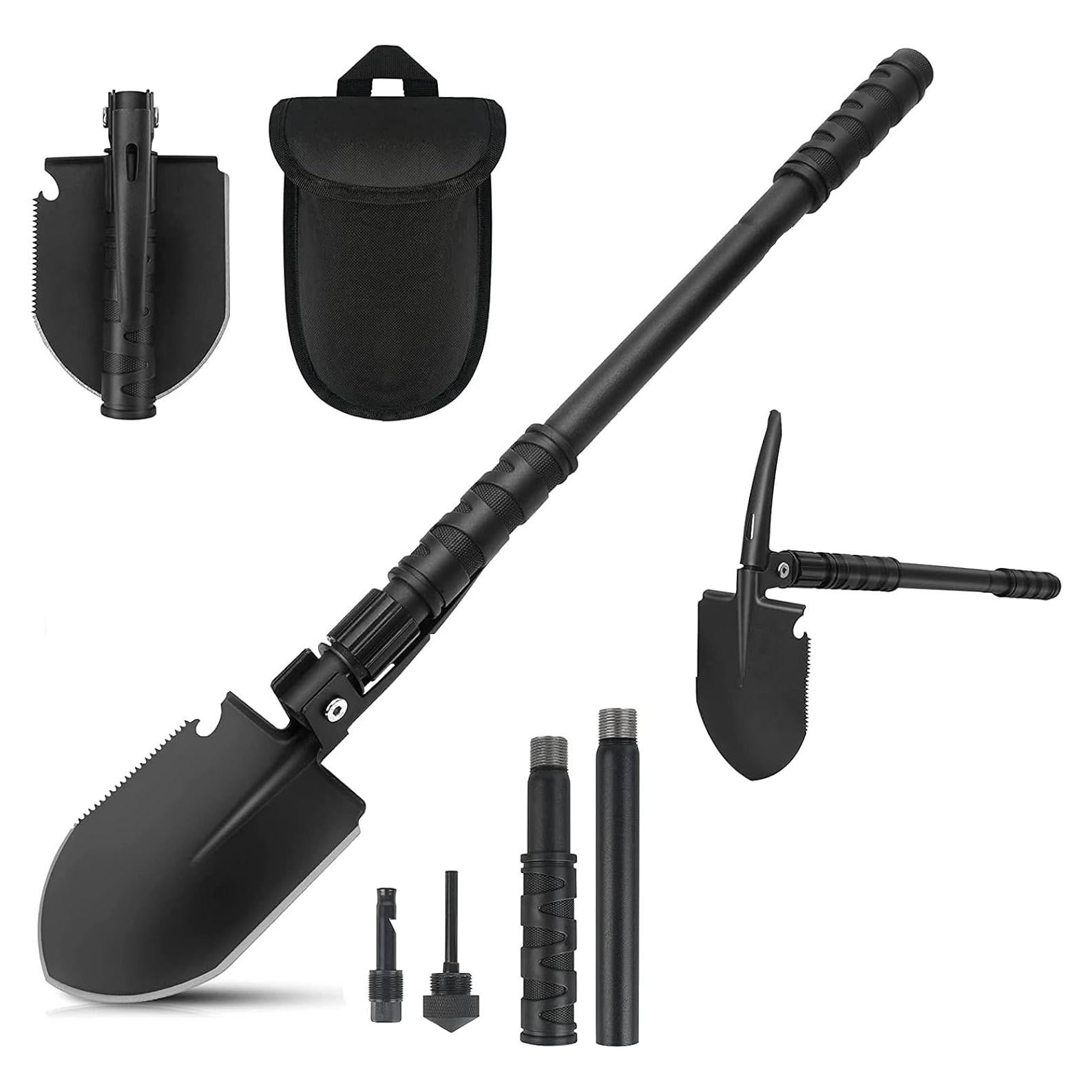 Pala de Camping Plegable FLYEGO 9-en-1, Acero Carbono, 63 cm