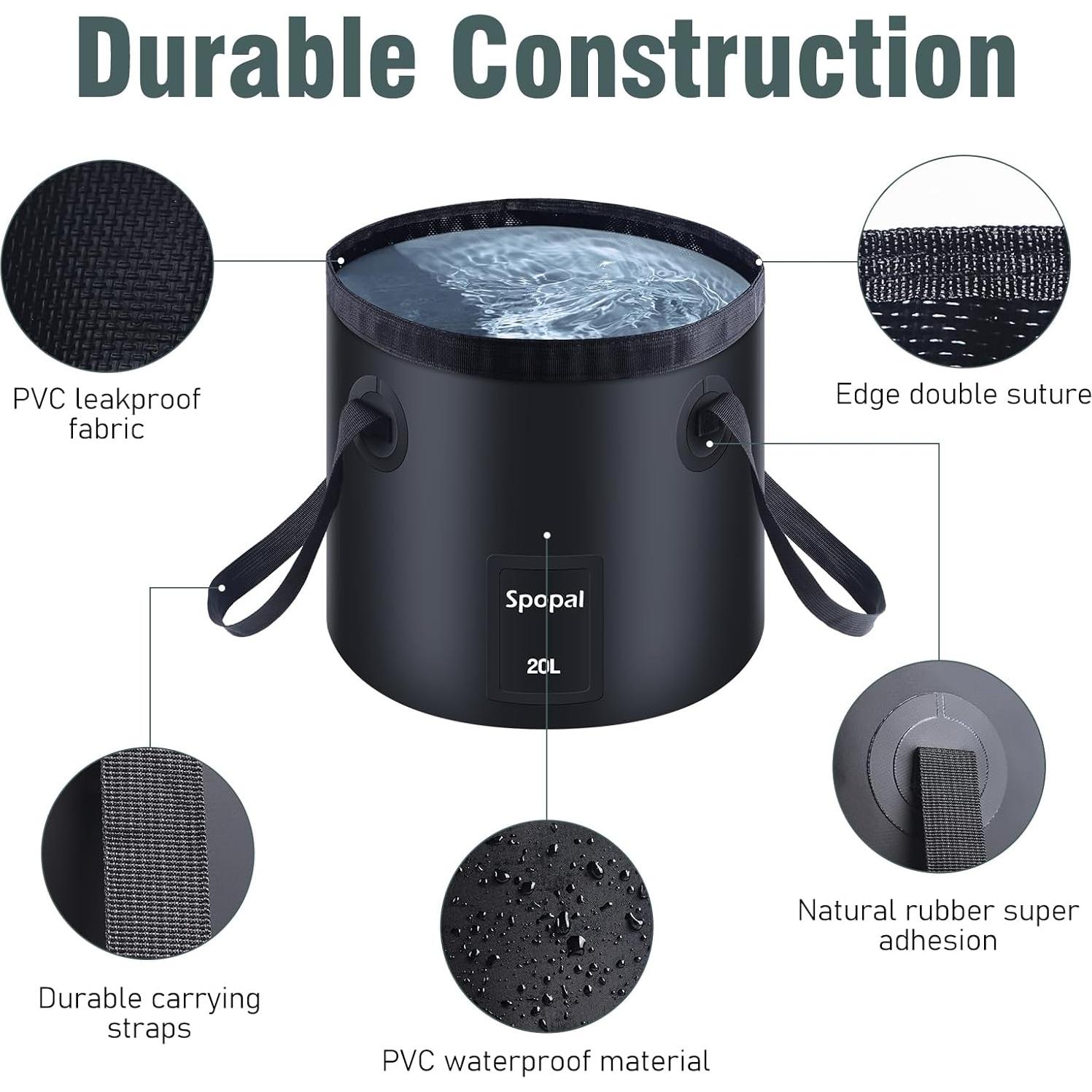 Ducha de Camping Portátil Spopal 10000mAh con Cubo 20L