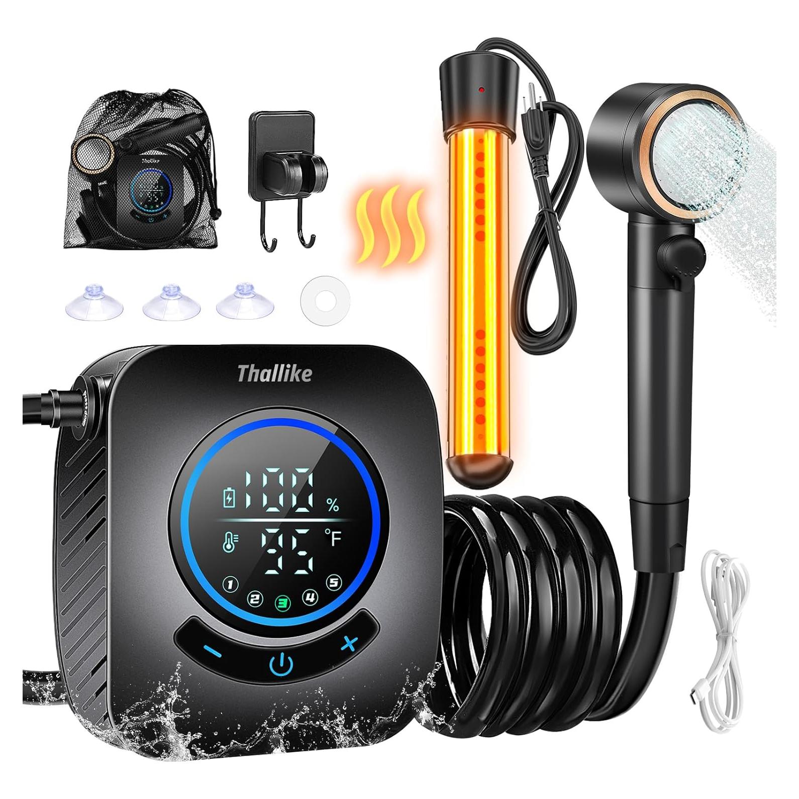 Ducha Portátil Thallike con Calentador 1500W y Batería 8000mAh