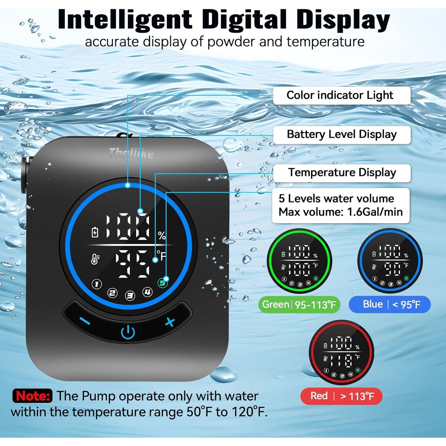 Ducha Portátil Thallike con Calentador 1500W y Batería 8000mAh