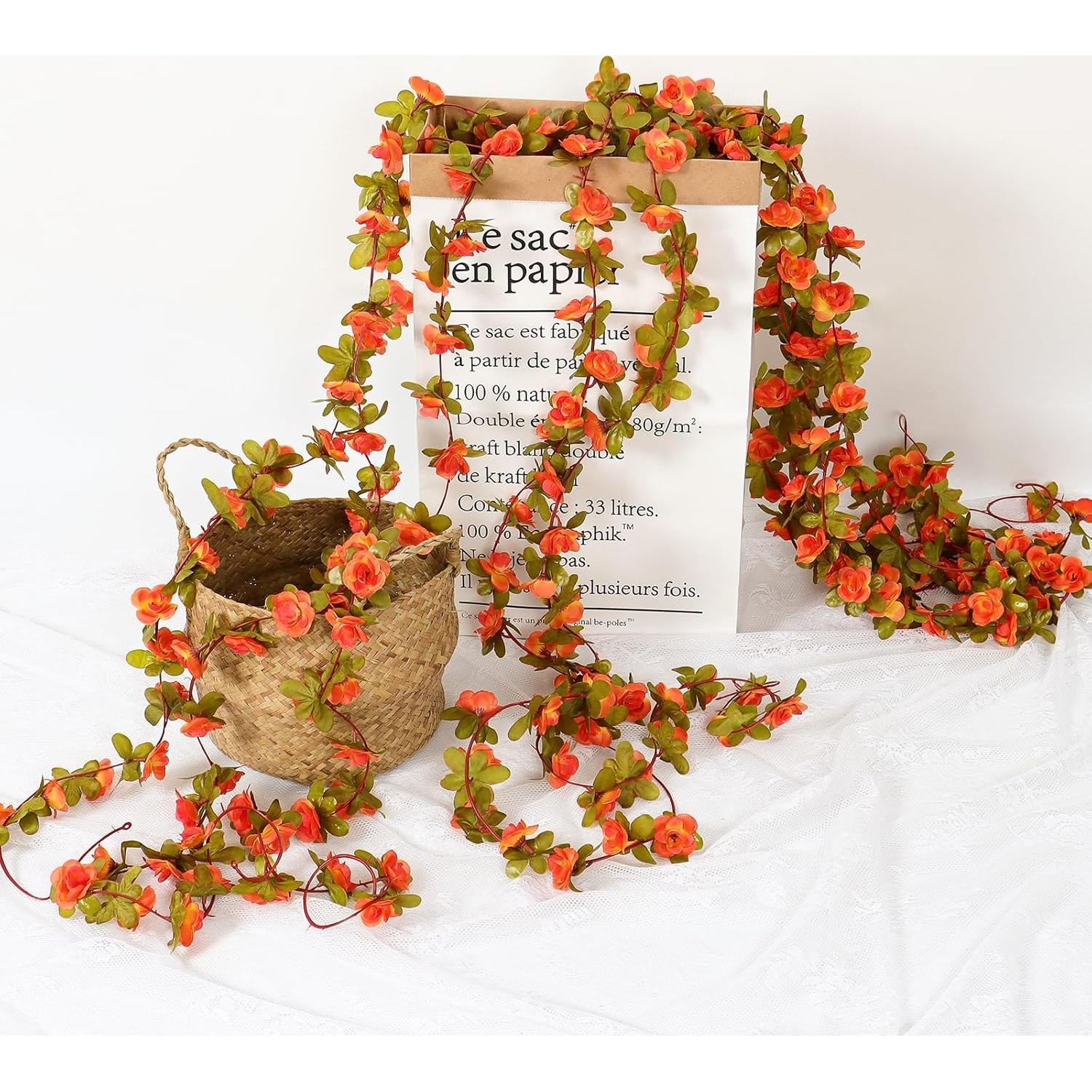 Guirnalda de Flores Artificiales KHOYIME 9 Piezas Naranja