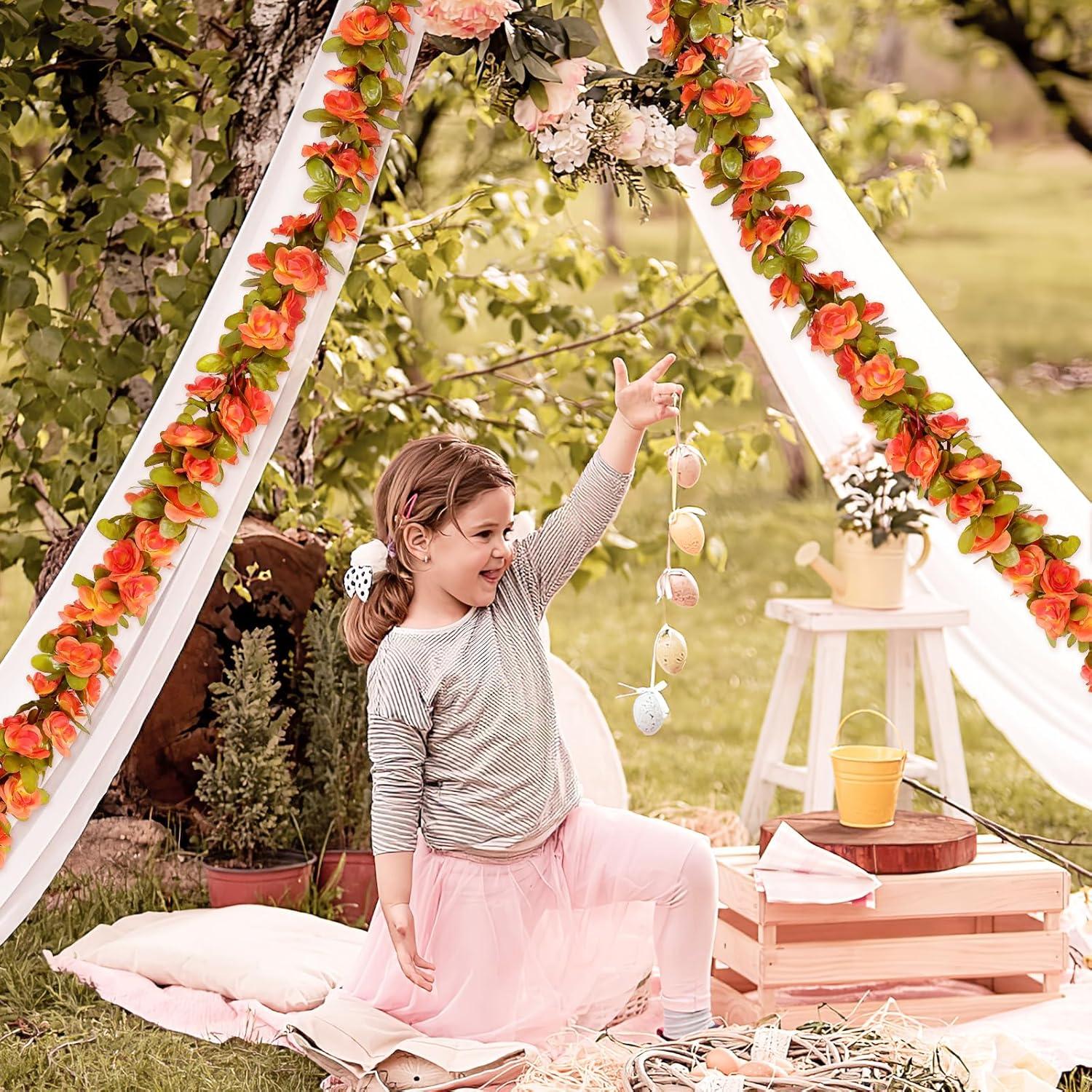 Guirnalda de Flores Artificiales KHOYIME 9 Piezas Naranja