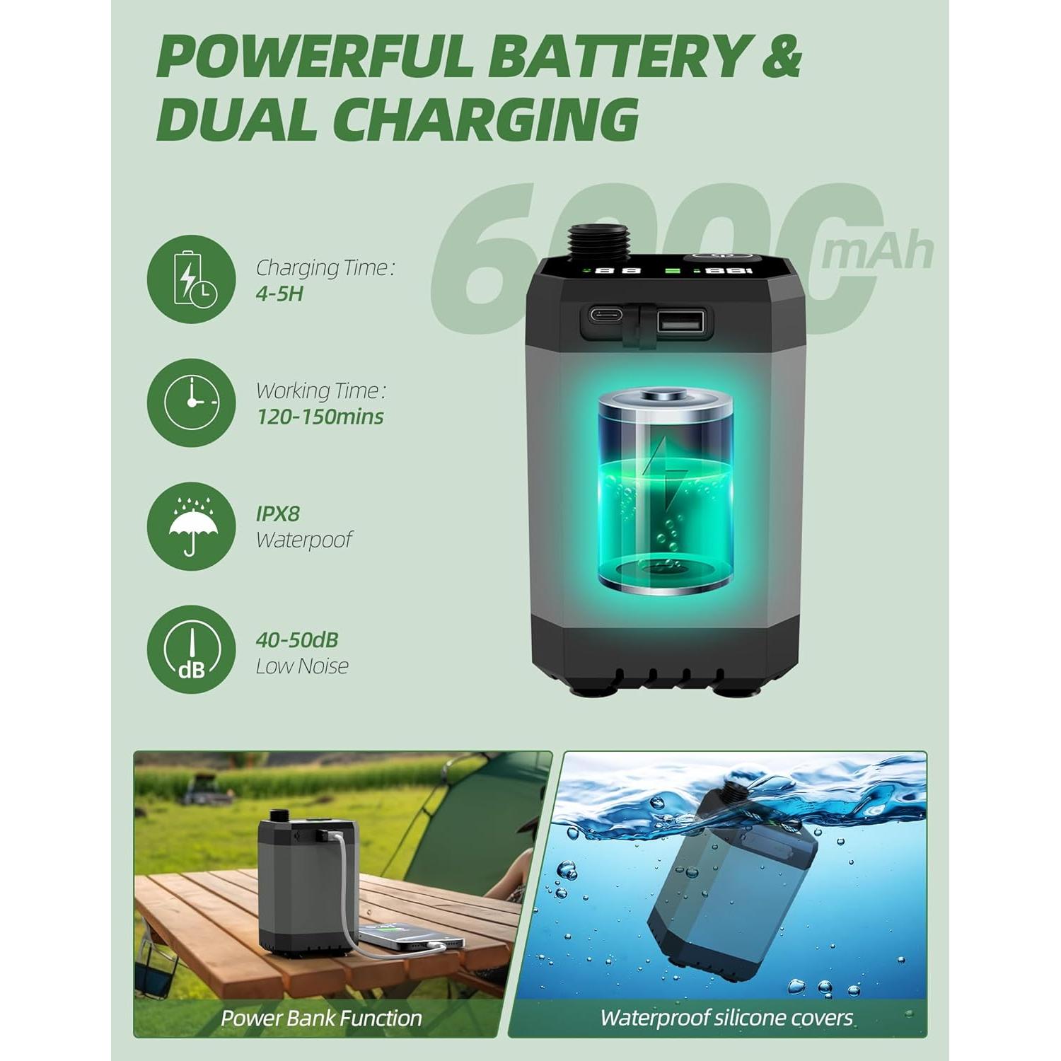 Ducha Portátil INSSISAIN HJS-1628 6000mAh IPX8 4 Modos