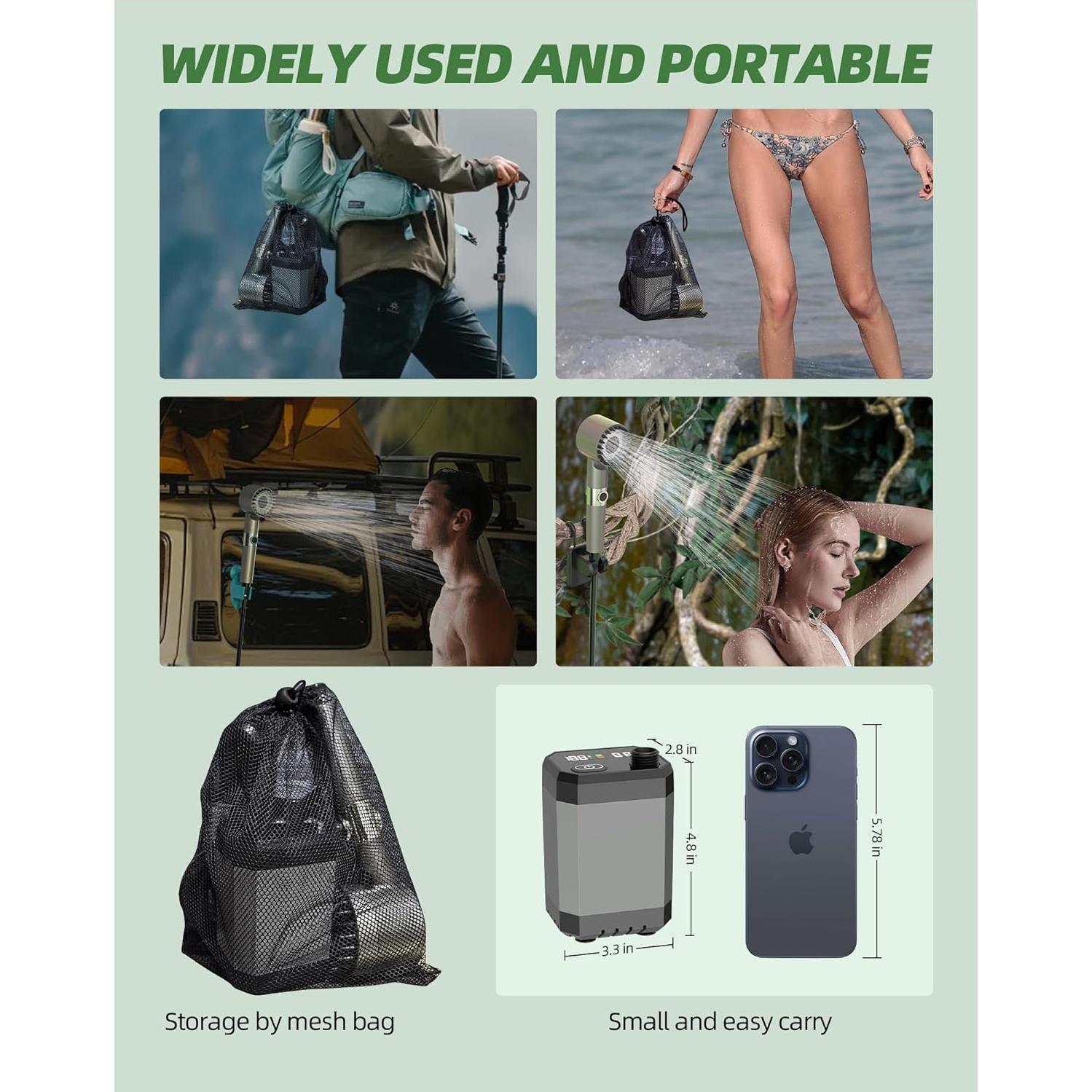 Ducha Portátil INSSISAIN HJS-1628 6000mAh IPX8 4 Modos