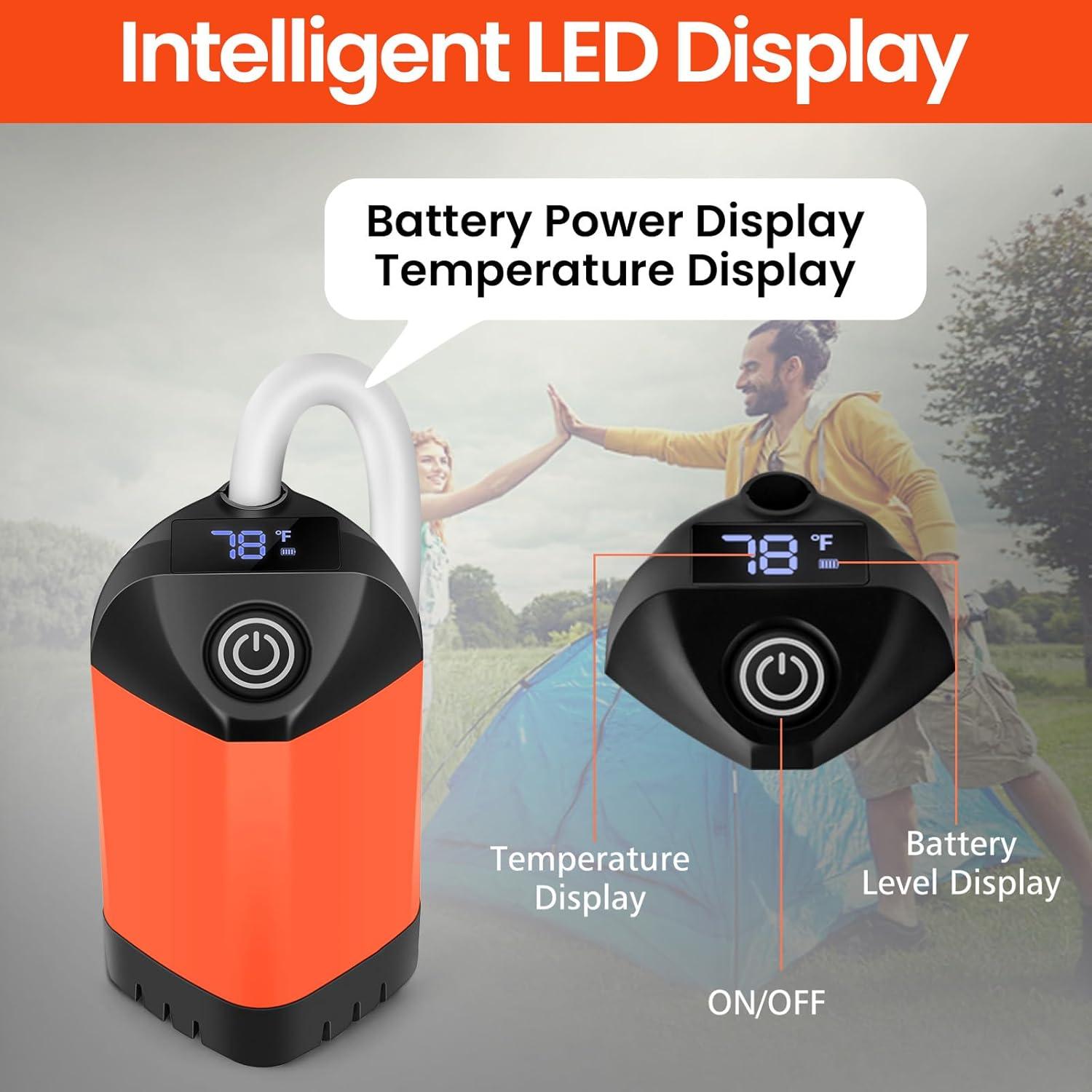 Ducha de Camping Portátil MarvinnanSlyke 2000W 7800mAh LED