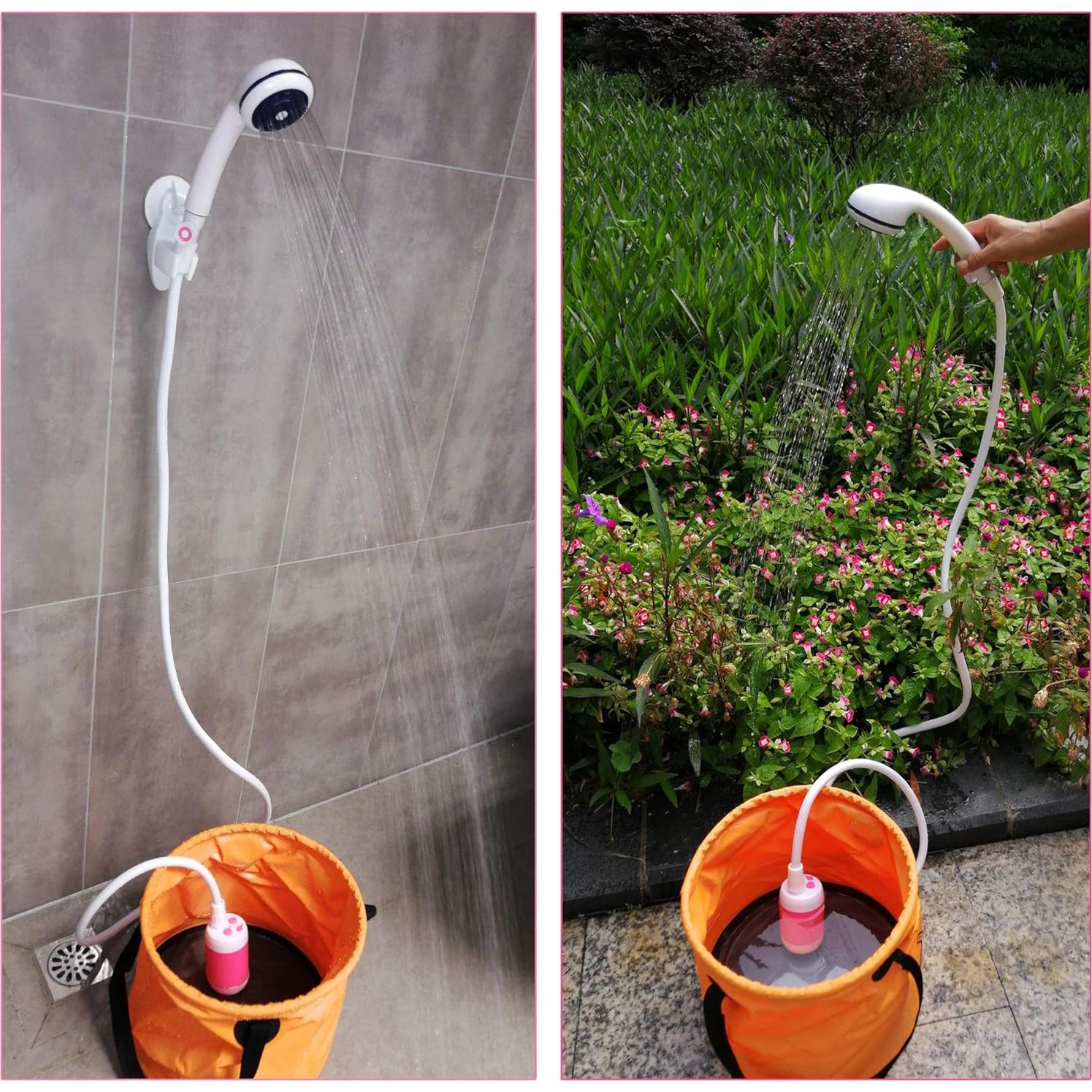 Ducha Portátil Martillo de Hierro Rosa 4800mAh para Camping