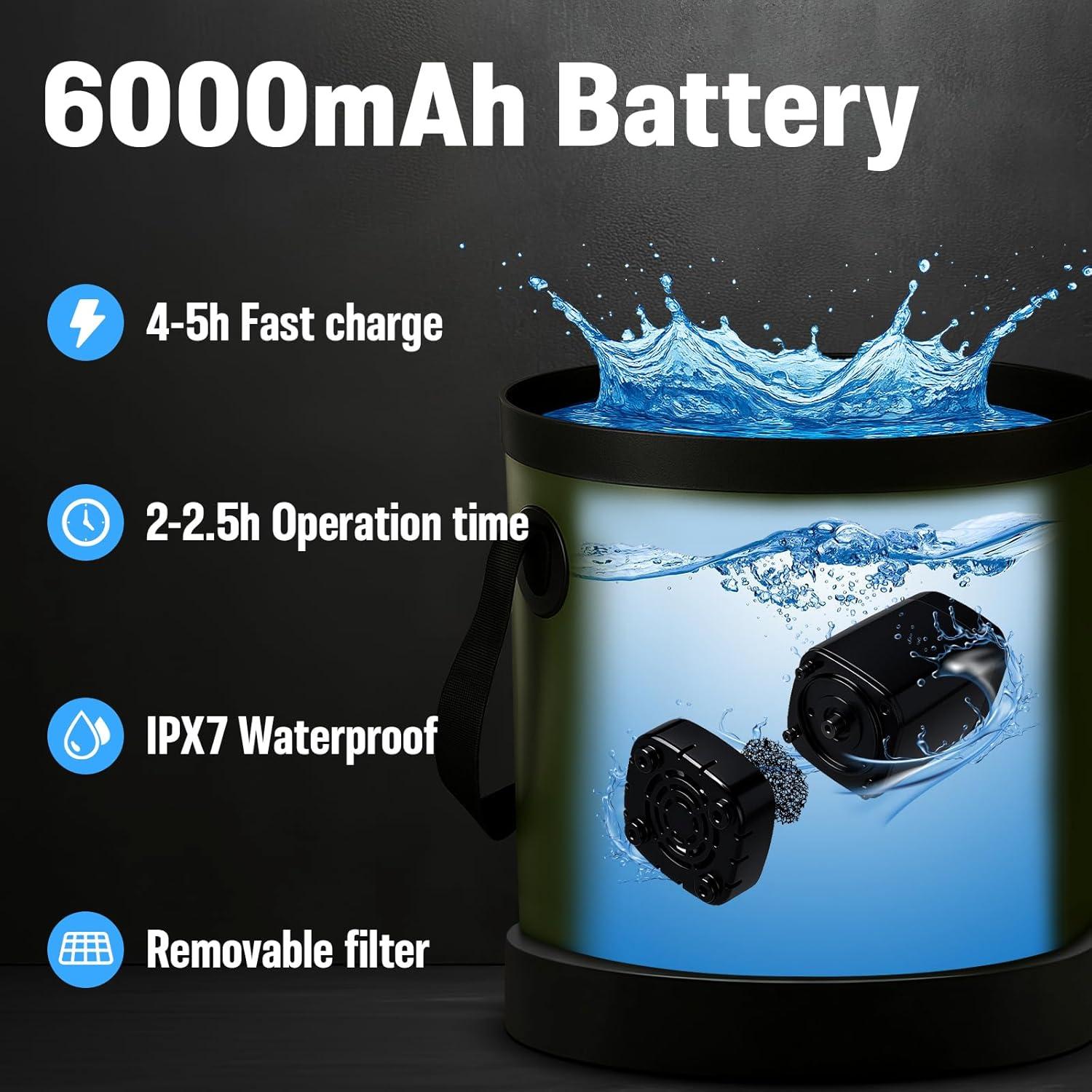 Ducha Portátil Motivekit B21 25 Galones 94.6L con Bomba 6000mAh