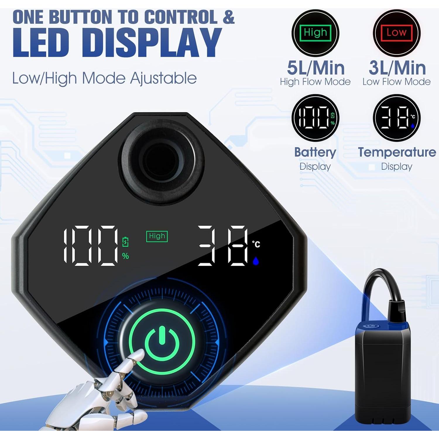 Ducha Portátil LanBlu HT2000W con Calentador 2000W para Camping